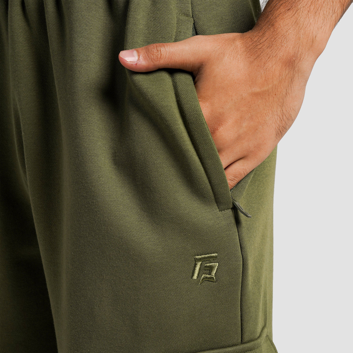 Fabric texture close-up of Olive GAI Cargo Trousers for men