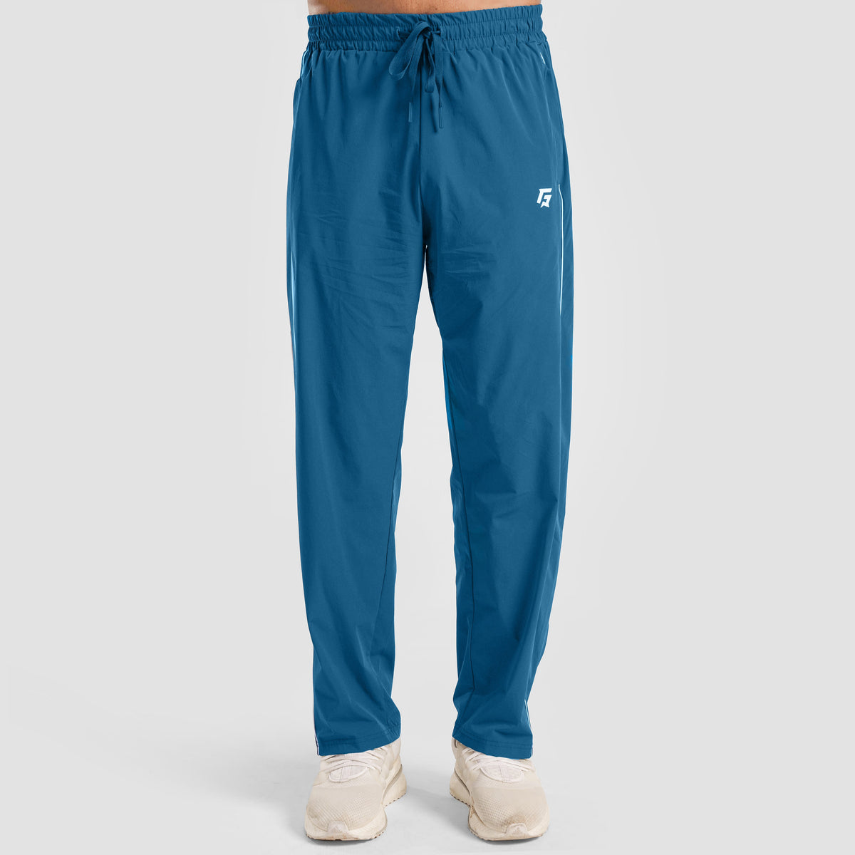 Back view of Aqua Blue Erecto Stride Trousers for men