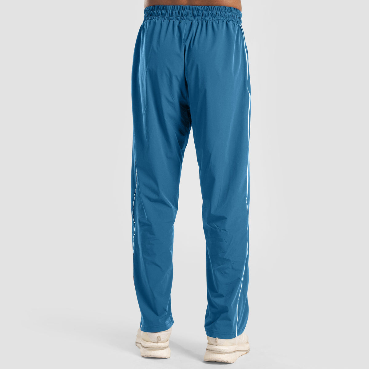 Side angle of Aqua Blue Erecto Stride Trousers for men