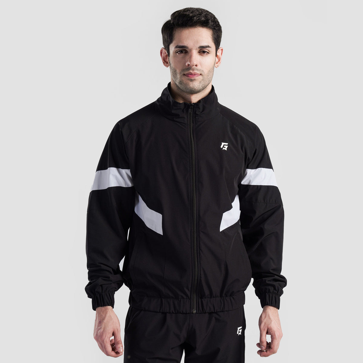men track top zip gym jacket training outerwear front view Men Track Top Gymarmour Pakistan