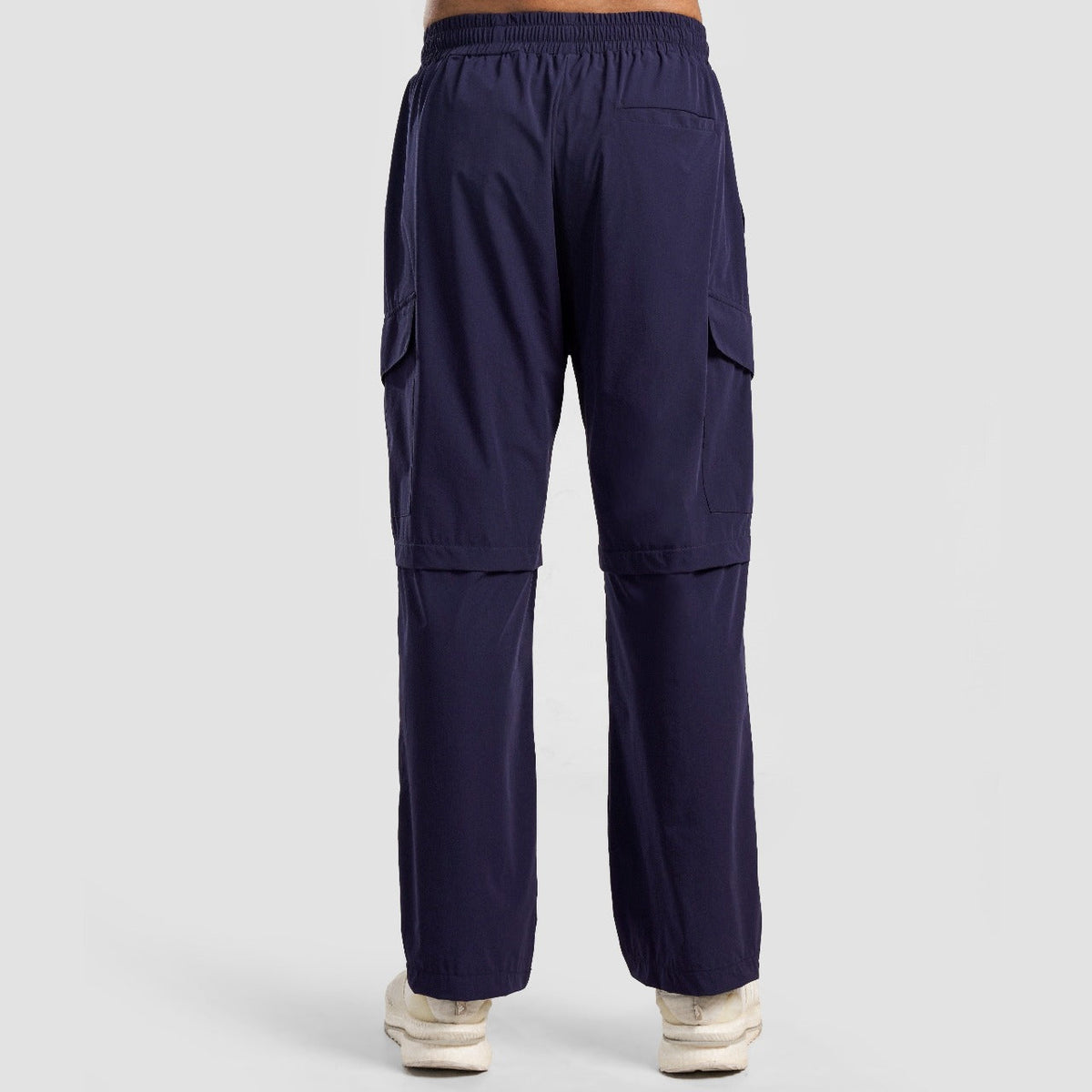 Side angle of Navy Stride Stripe Trousers for men