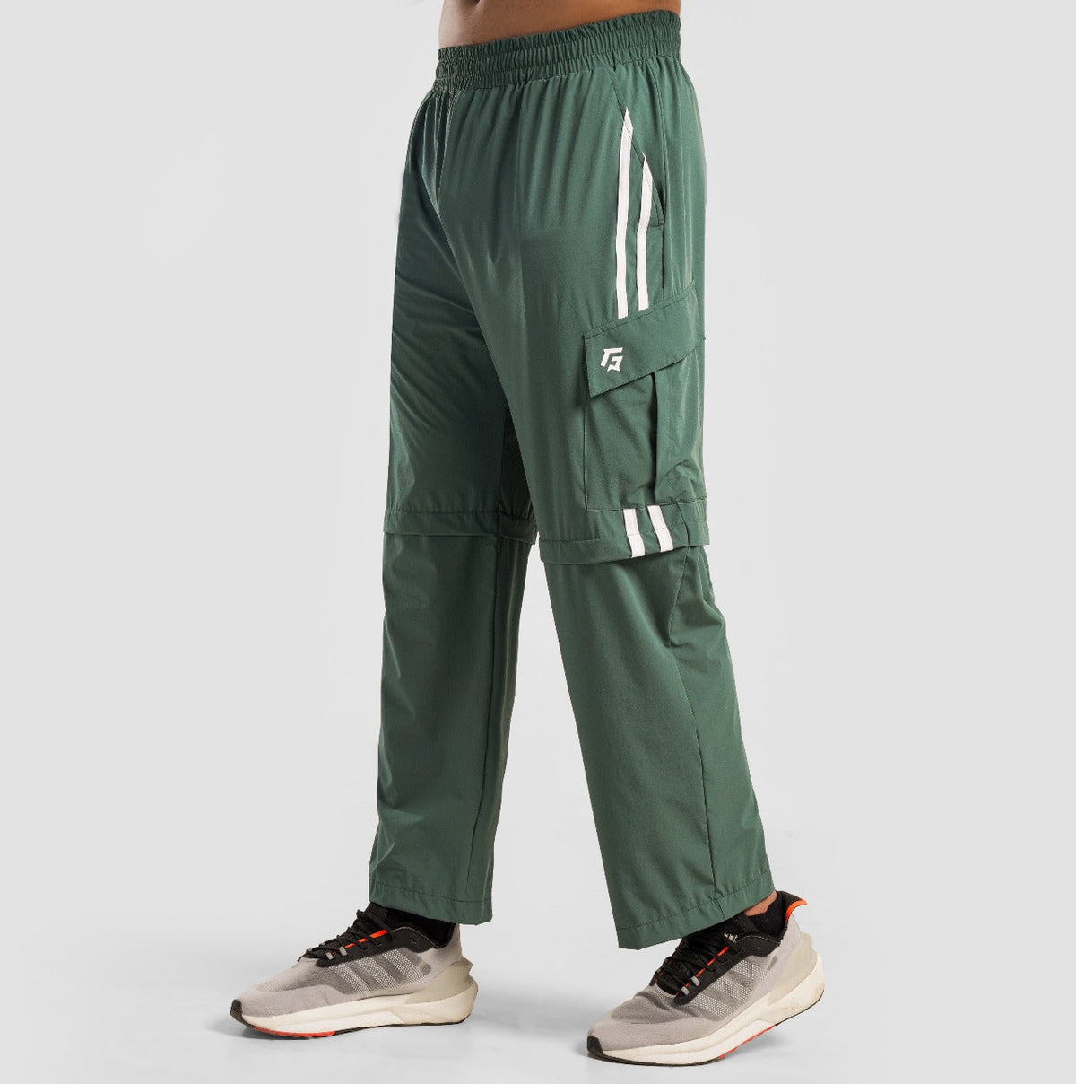 Green Stride Stripe Trousers for men front view