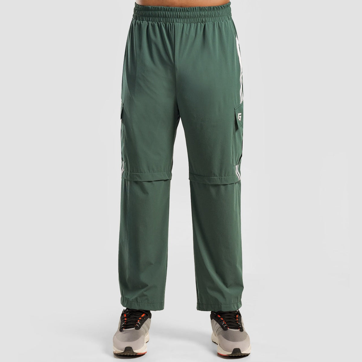 Back view of Green Stride Stripe Trousers for men
