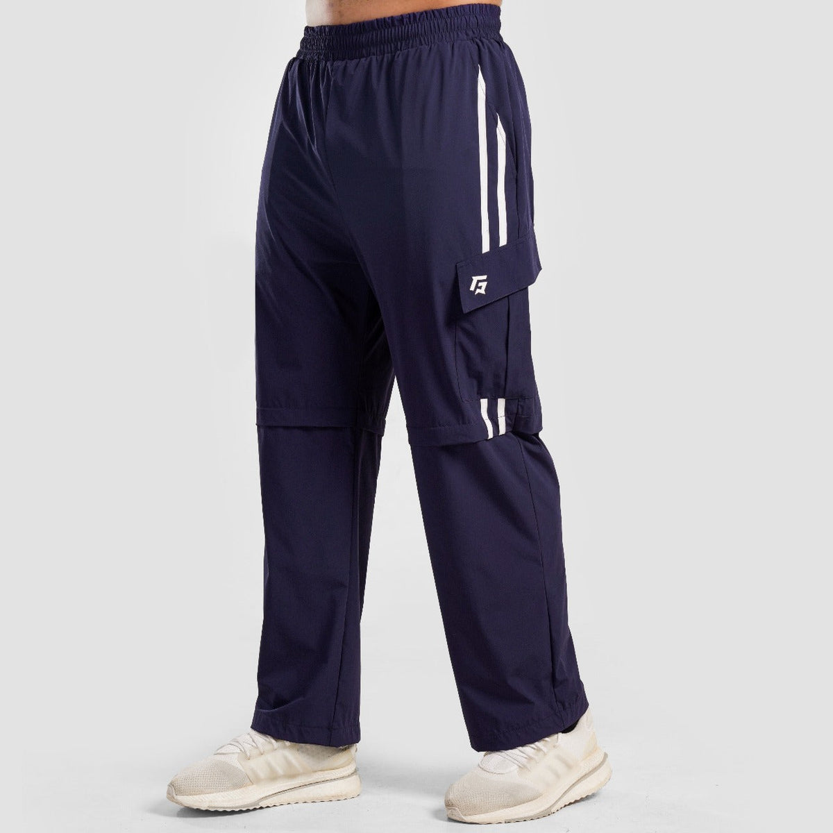 Navy Stride Stripe Trousers for men front view