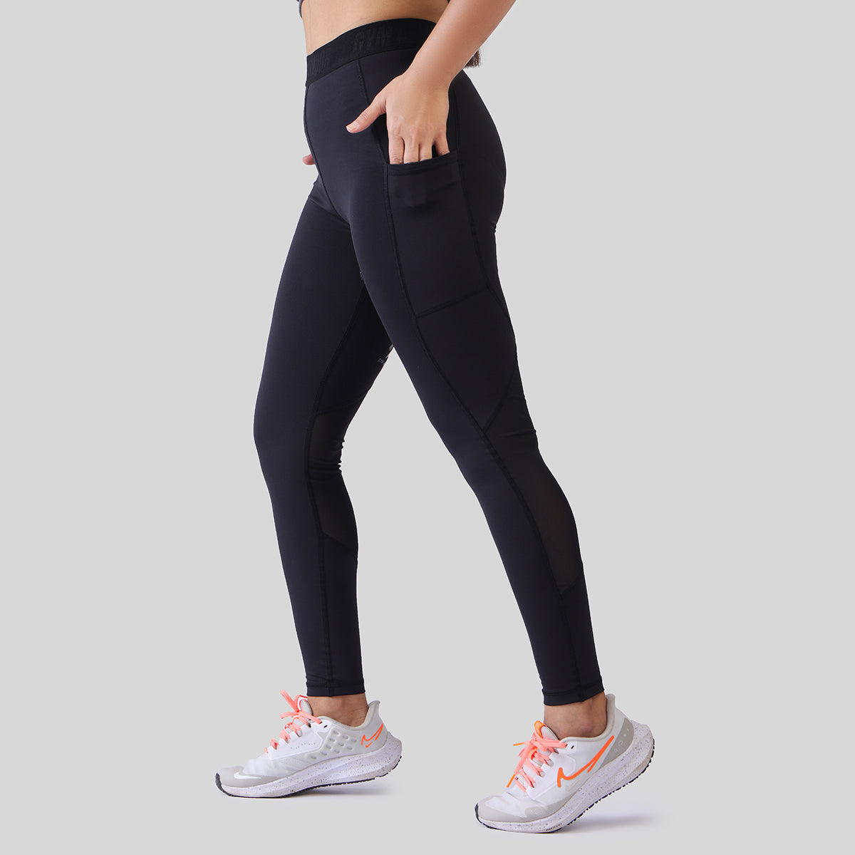 Knee Mesh Leggings (Black)