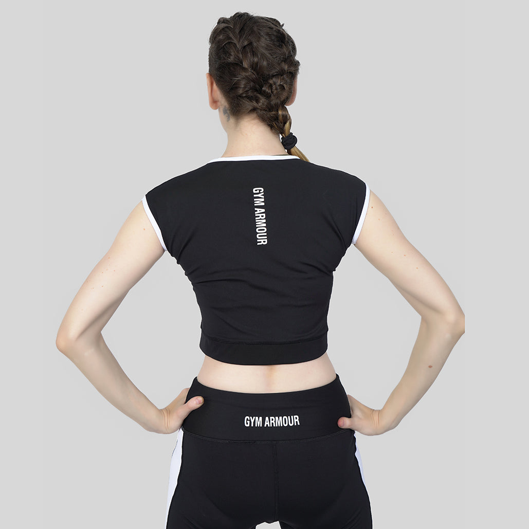 GA Variegated Crop Top (Black-White)