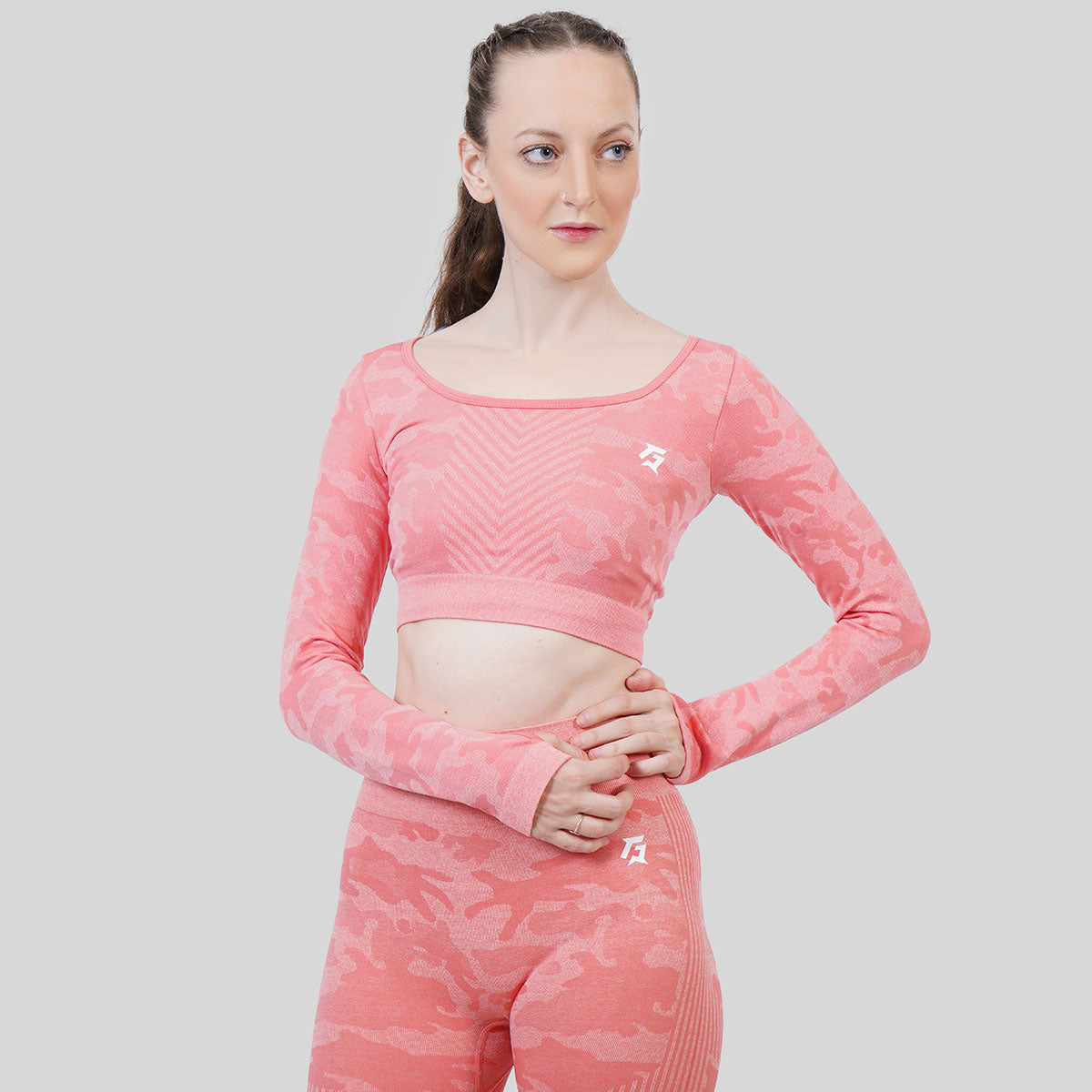 Camo Seamless Crop Top (Peach)