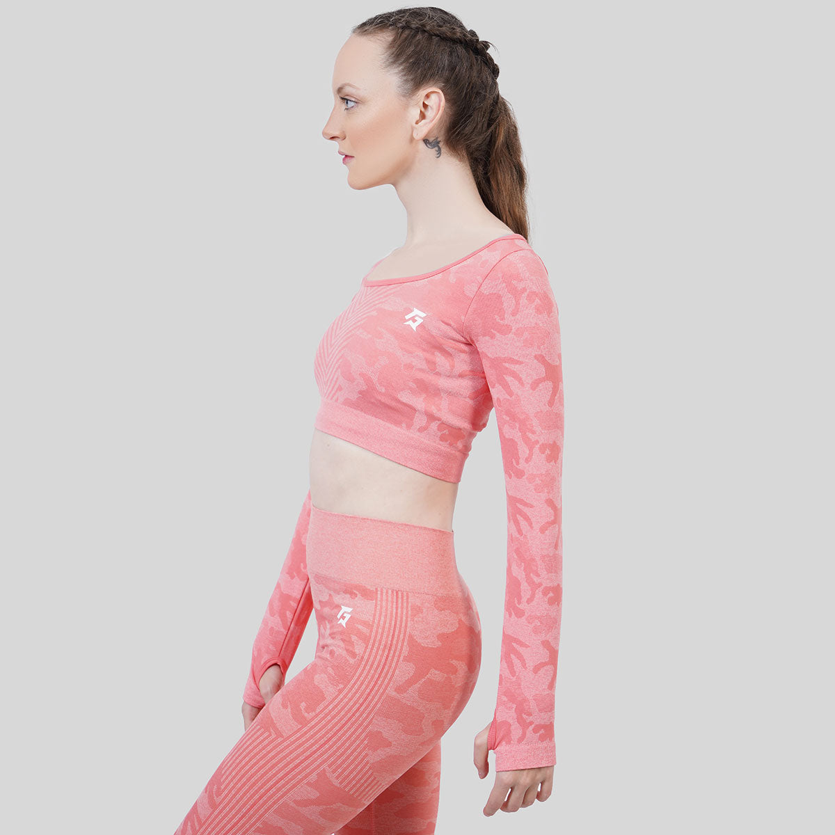 Camo Seamless Crop Top (Peach)