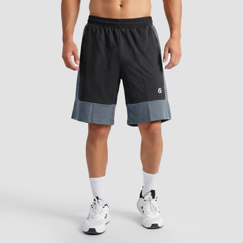 Cross Court Panel Shorts (Black-Grey)