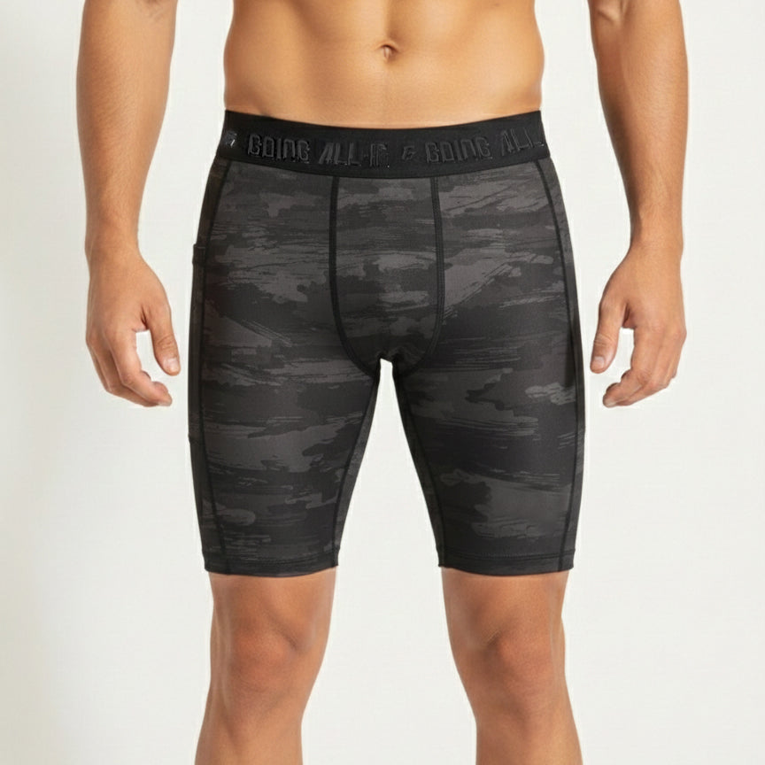 Printed Compression Shorts (Black)