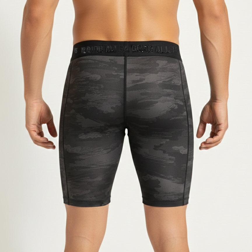 Printed Compression Shorts (Black)