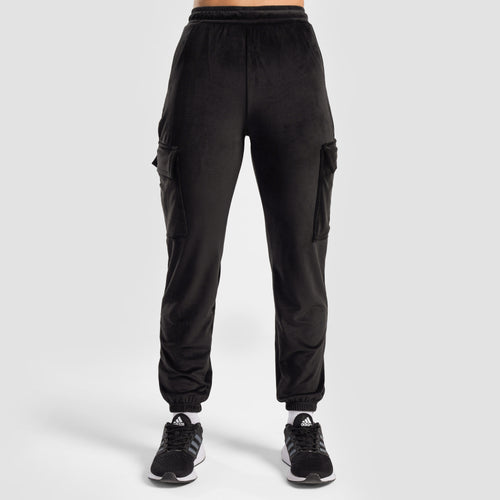 Velour Cargo Joggers (Black)