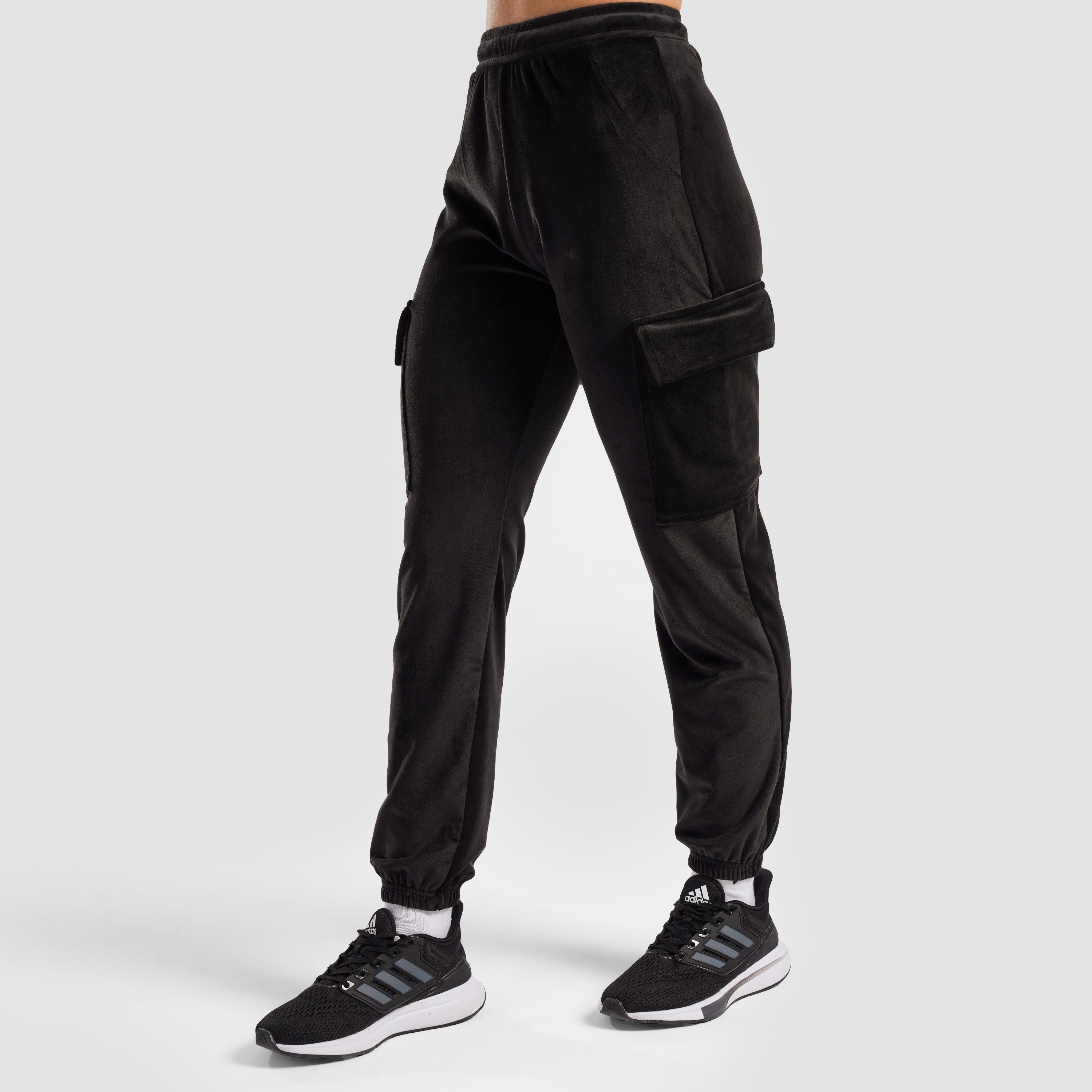 Velour Cargo Joggers (Black)