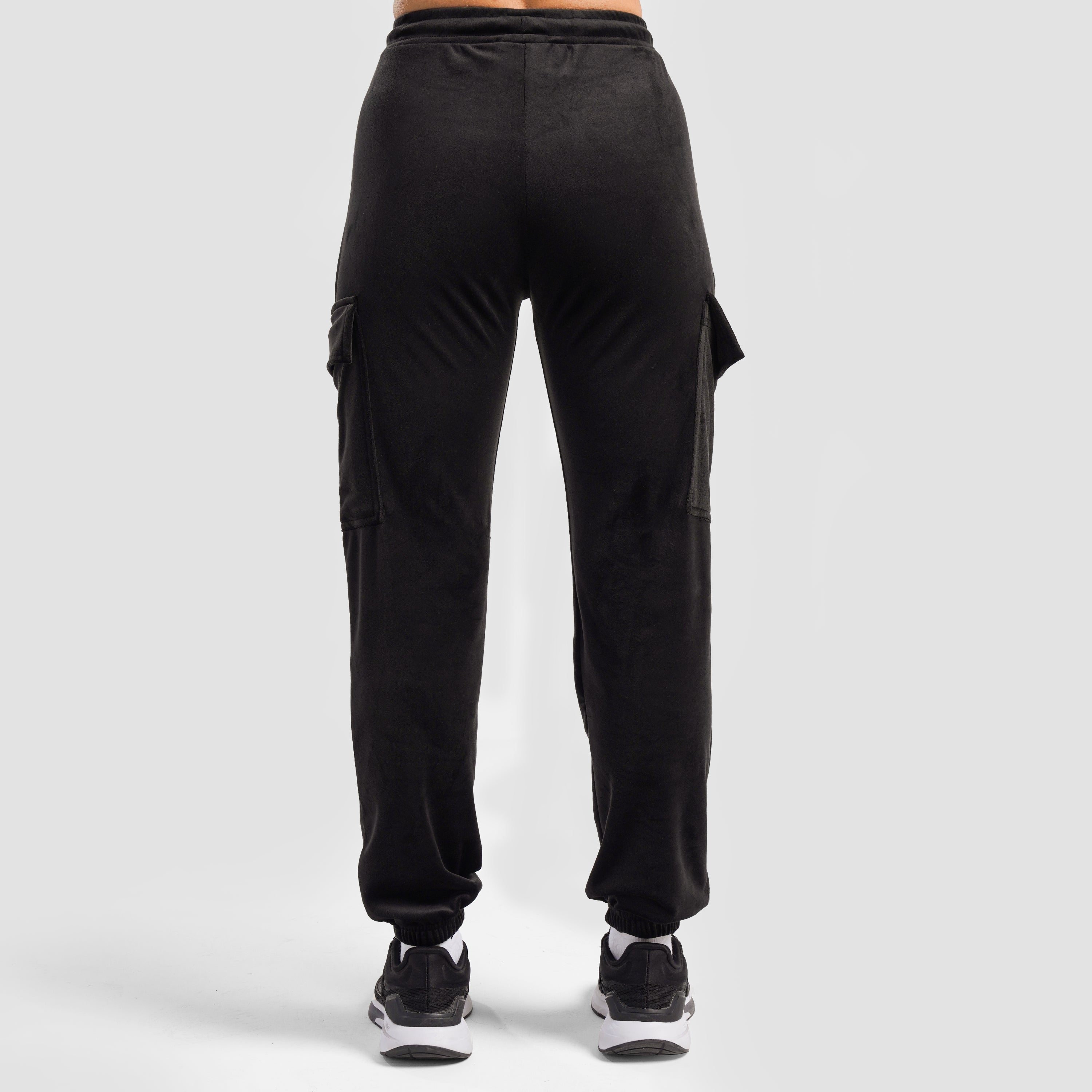 Velour Cargo Joggers (Black)