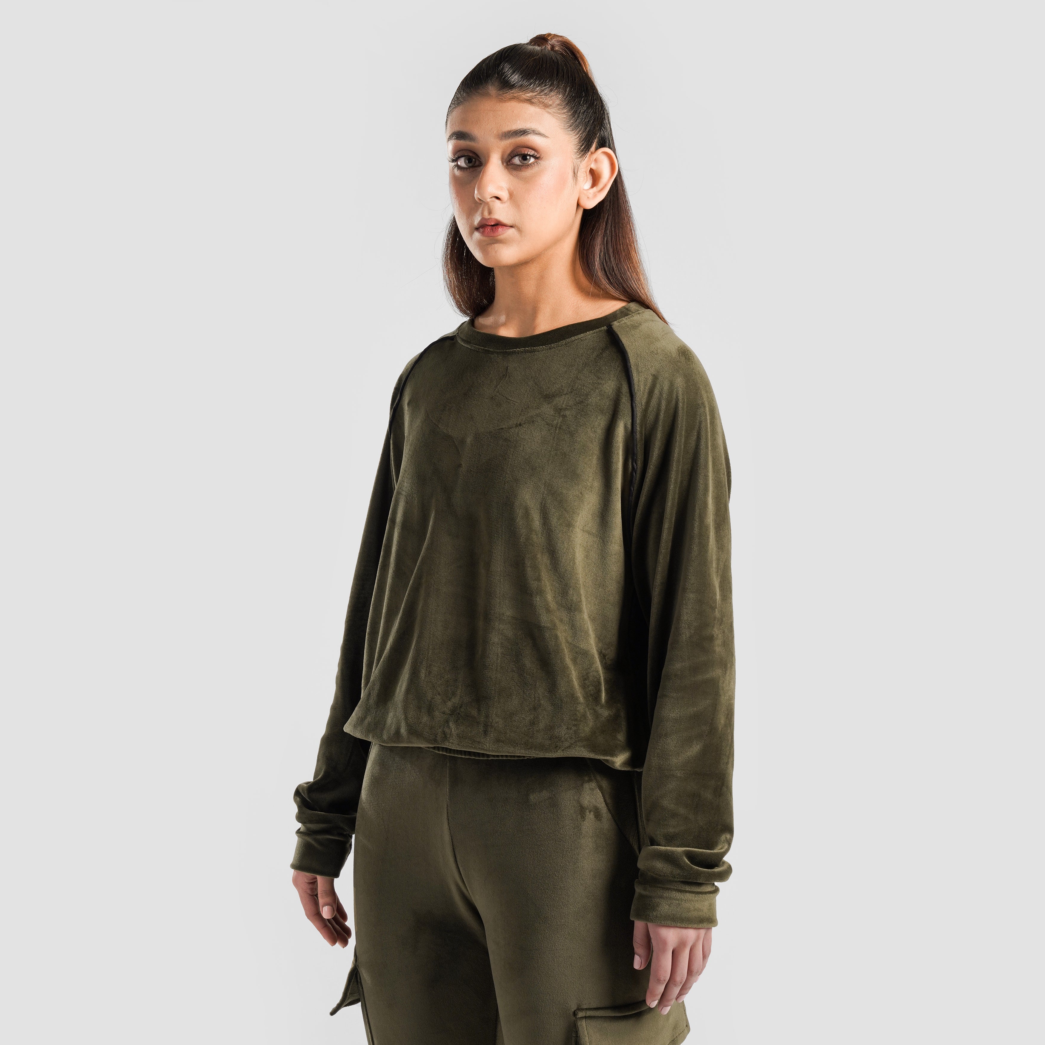 Velour SweatShirt (Olive)