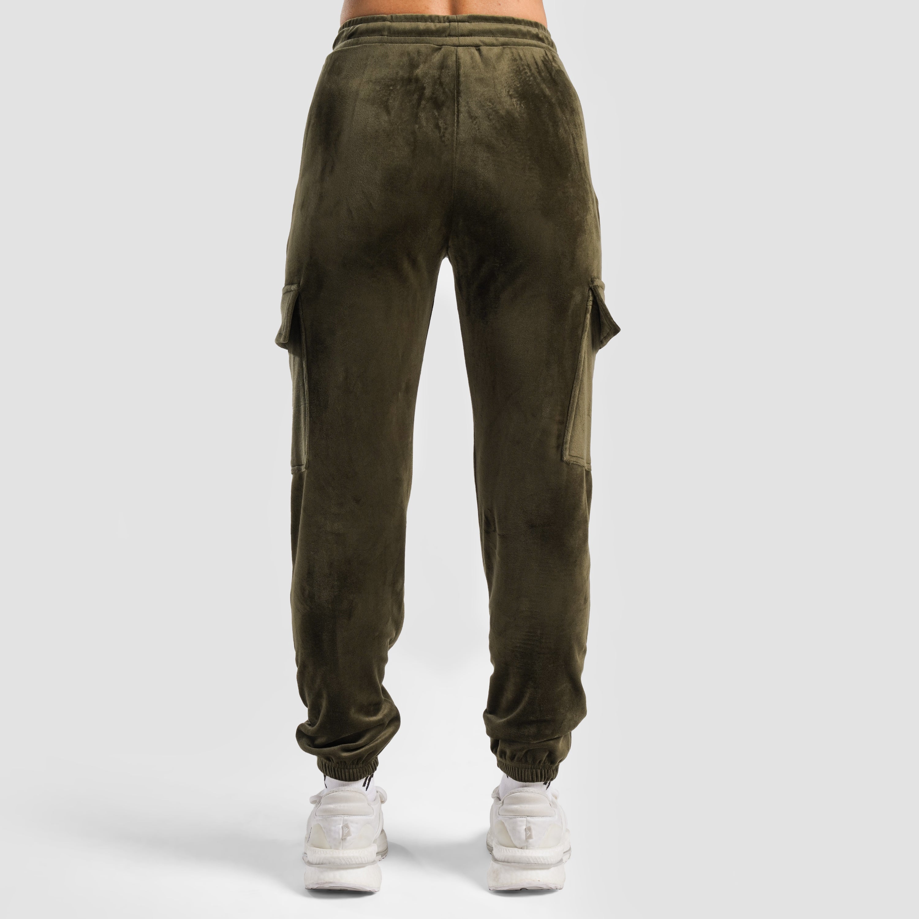 Velour Cargo Joggers (Olive)