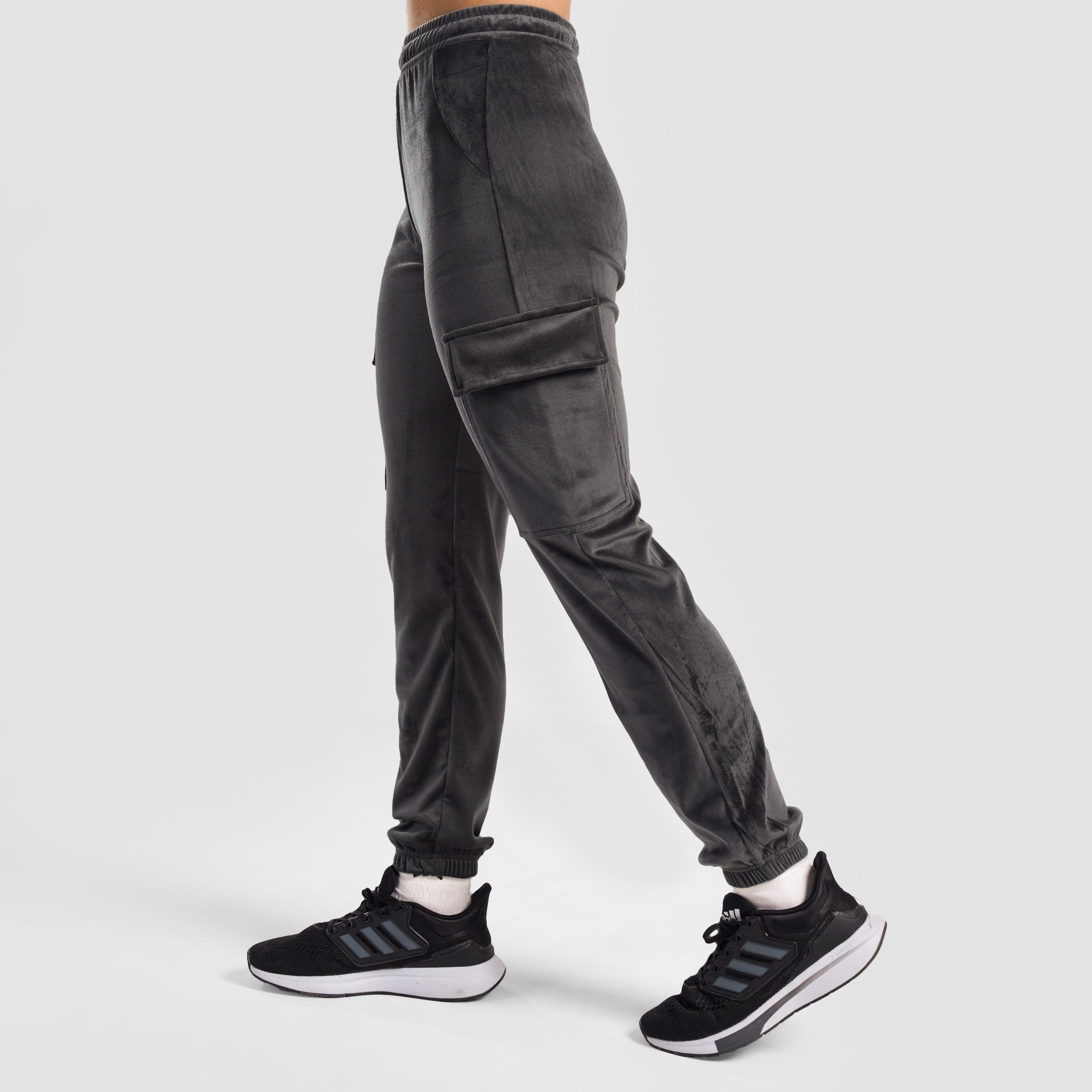 Velour Cargo Joggers (Grey)