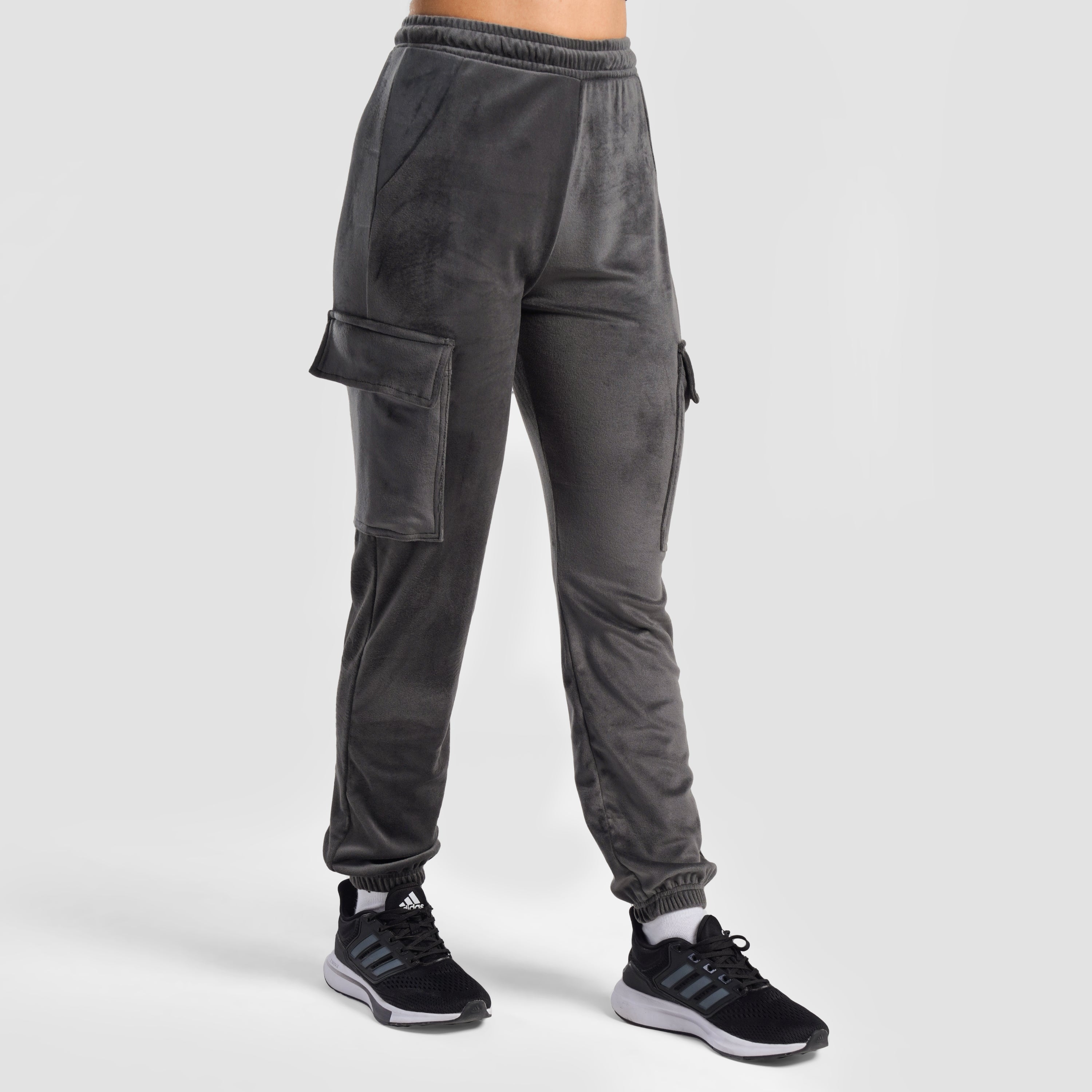 Velour Cargo Joggers (Grey)