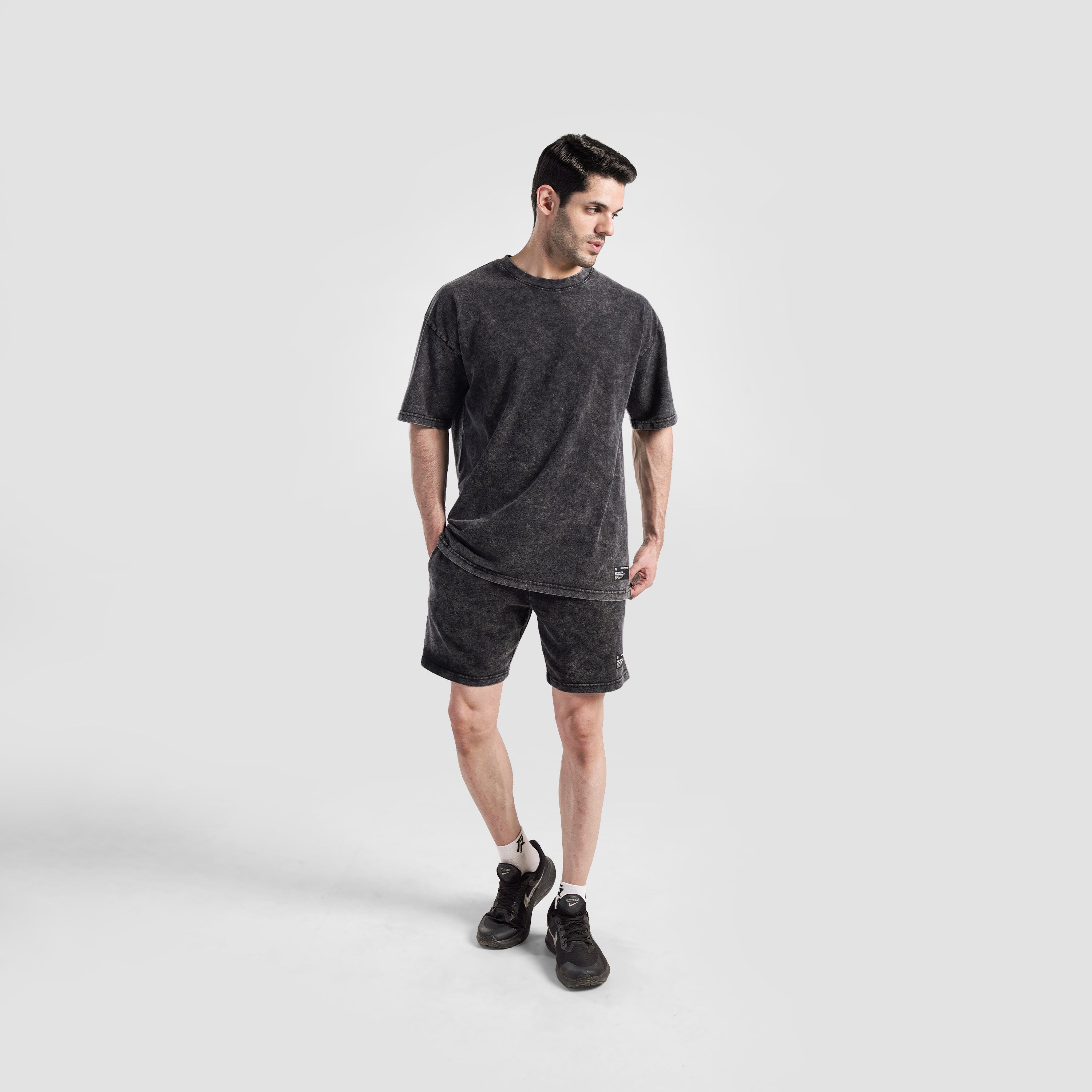 Core Stone Wash Shorts (Black)