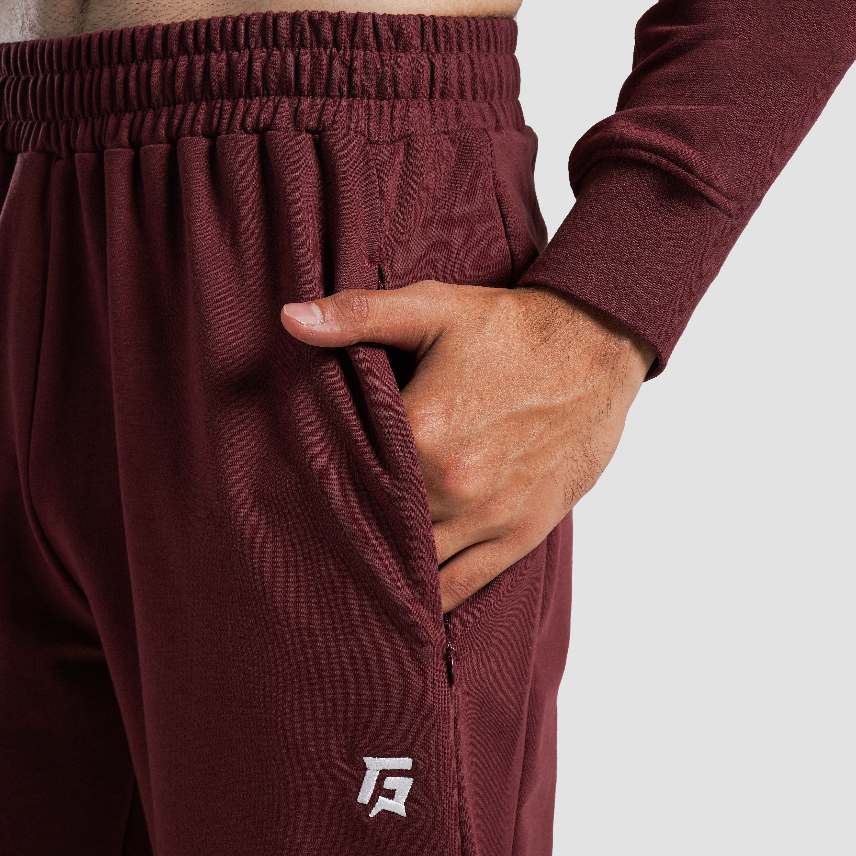 Fabric texture close-up of Maroon Athletic Trousers for men