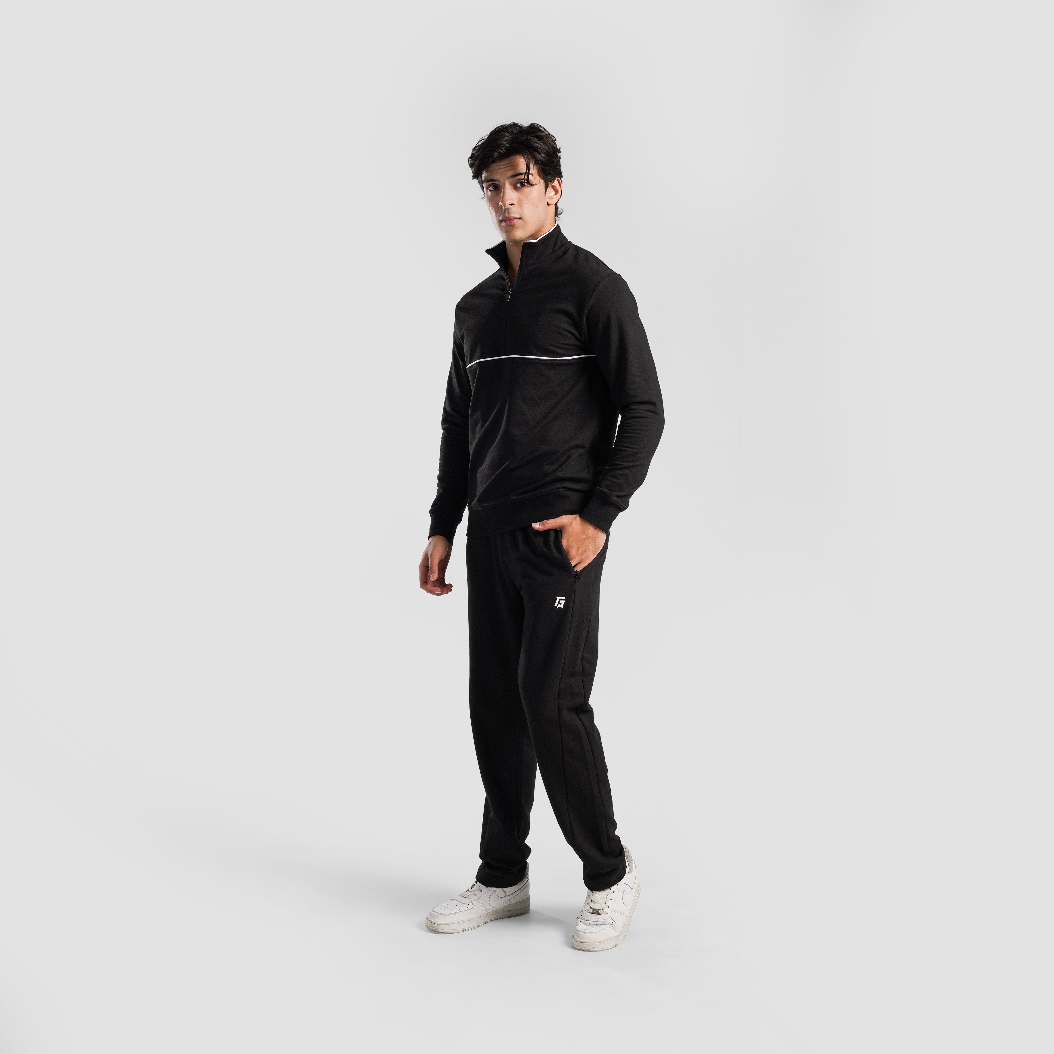 Full-length view of Black Athletic Trousers for men