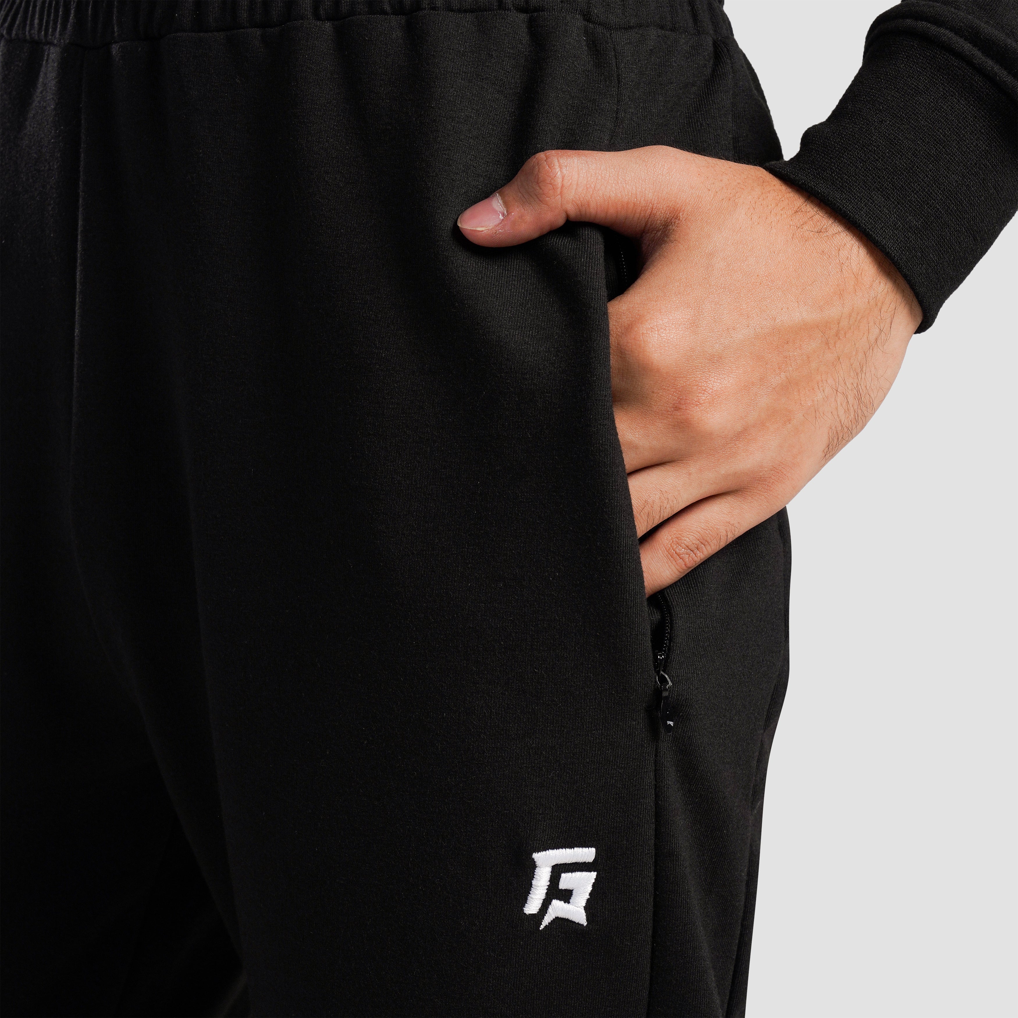 Fabric texture close-up of Black Athletic Trousers for men