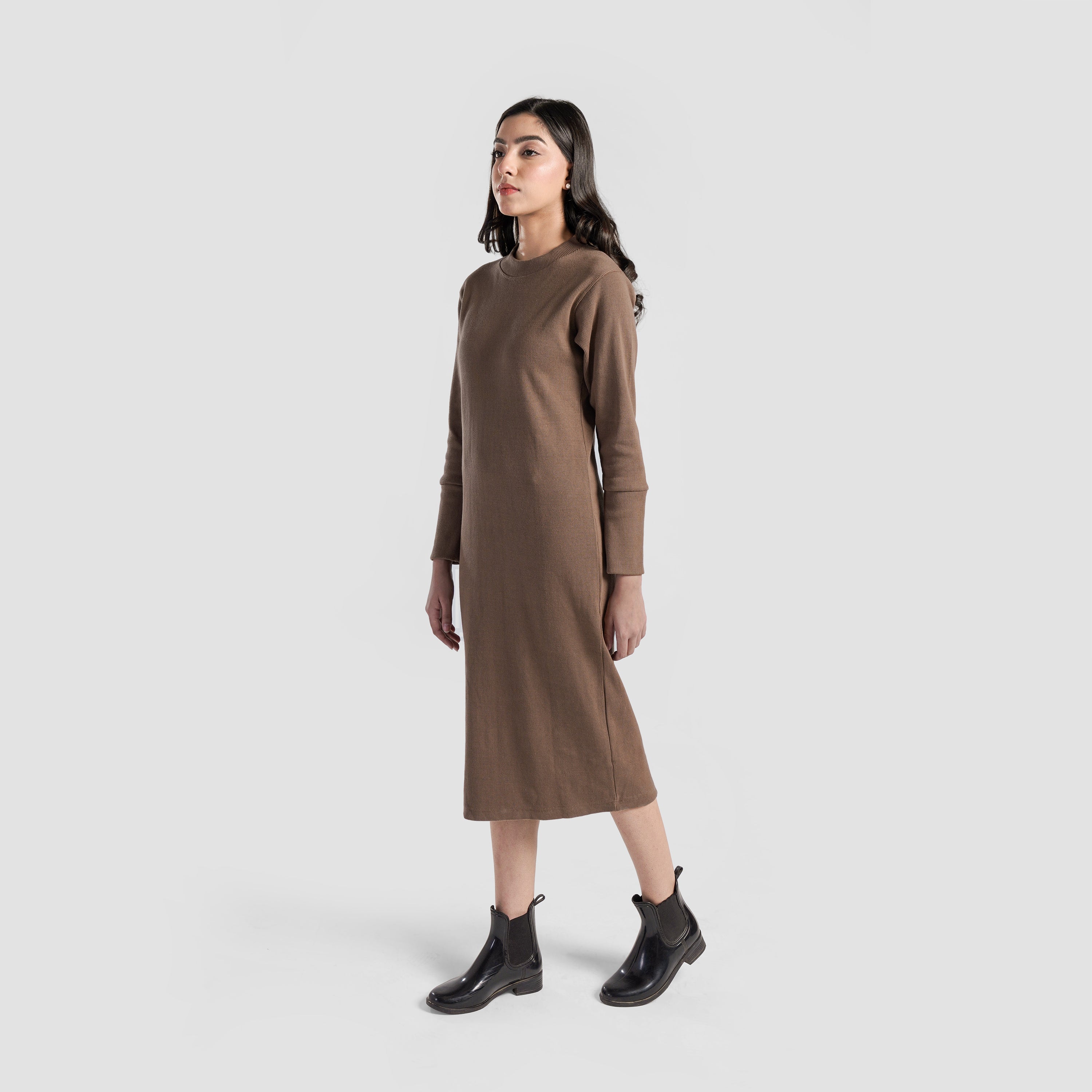 Motion Rib Dress (Camel)