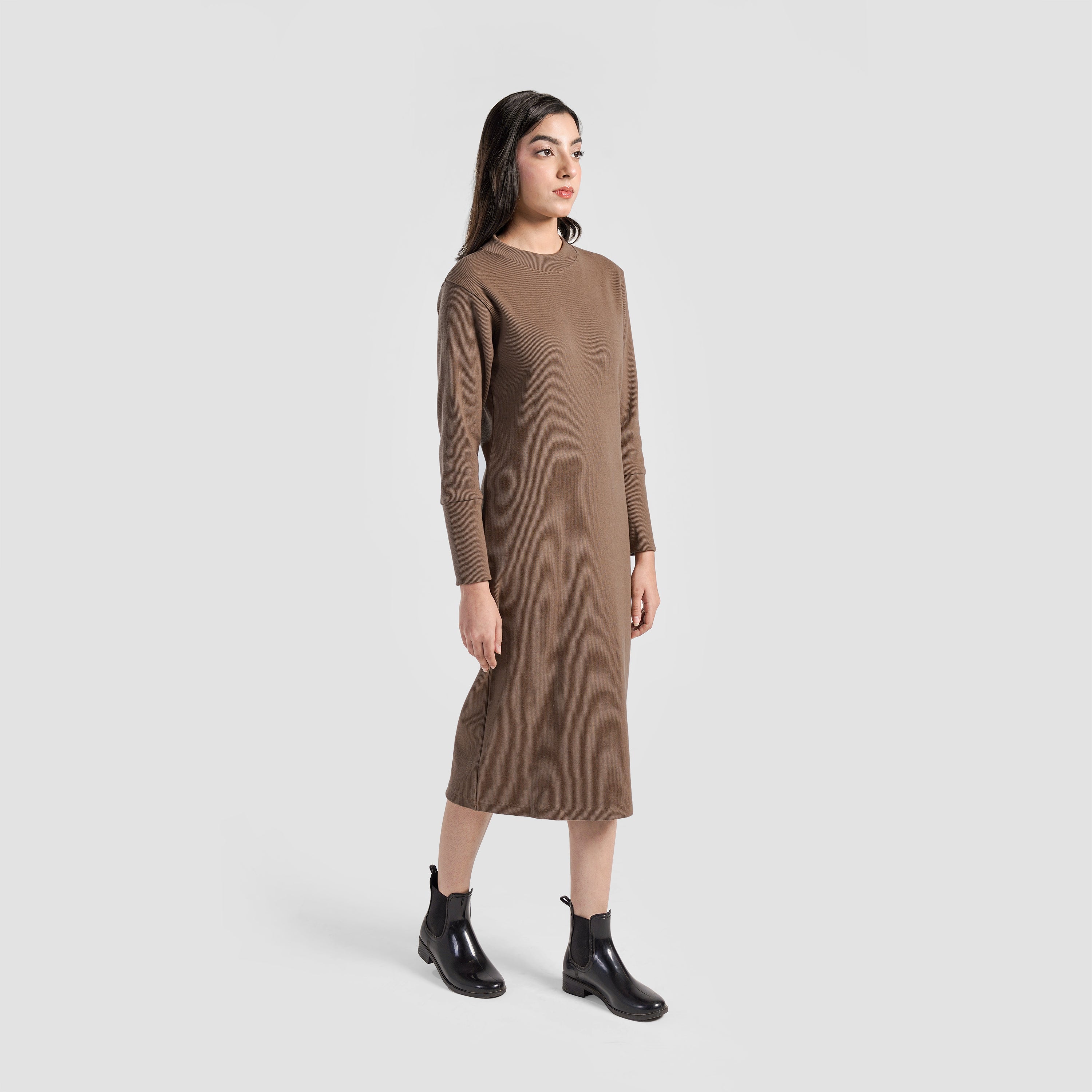 Motion Rib Dress (Camel)