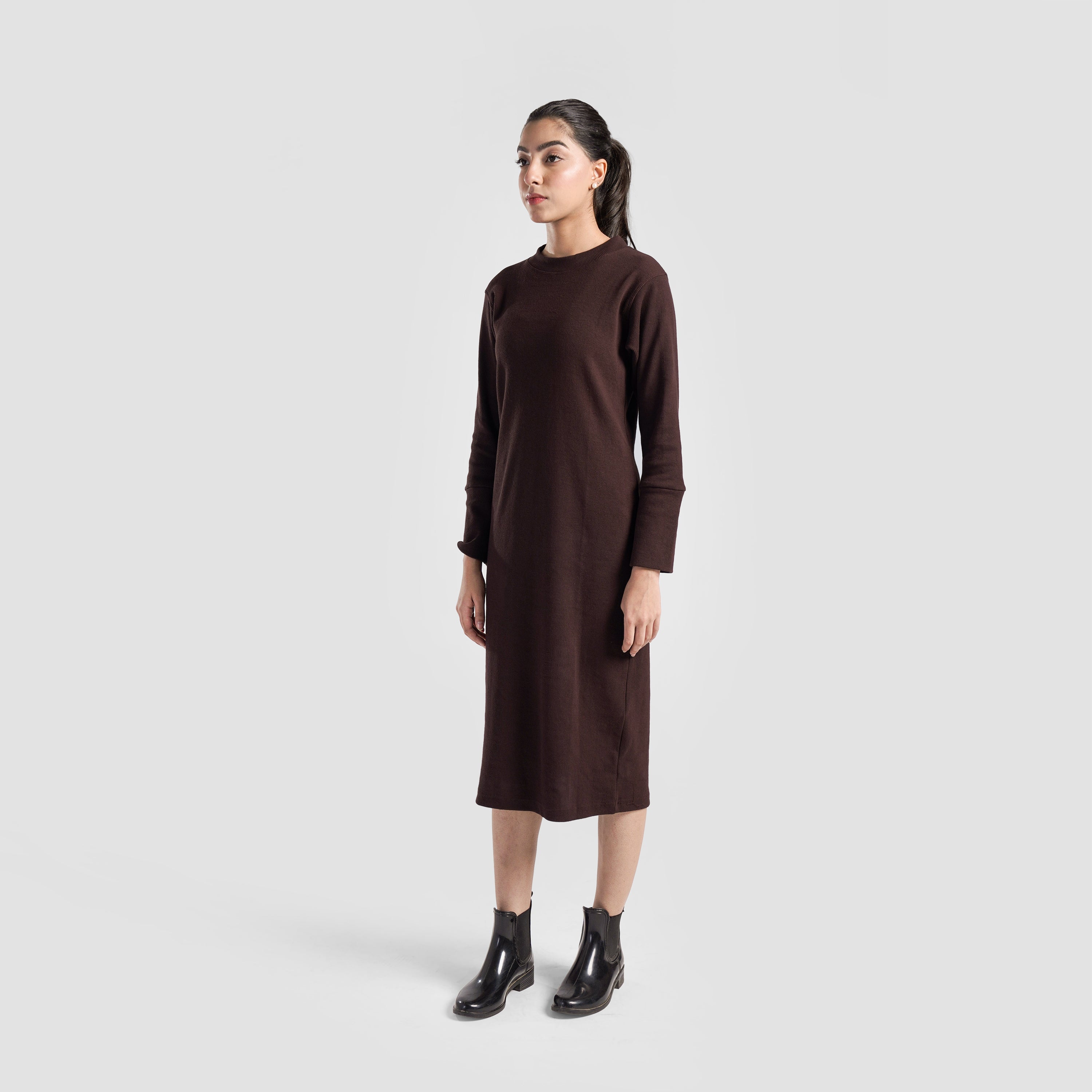 Motion Rib Dress (Brown)