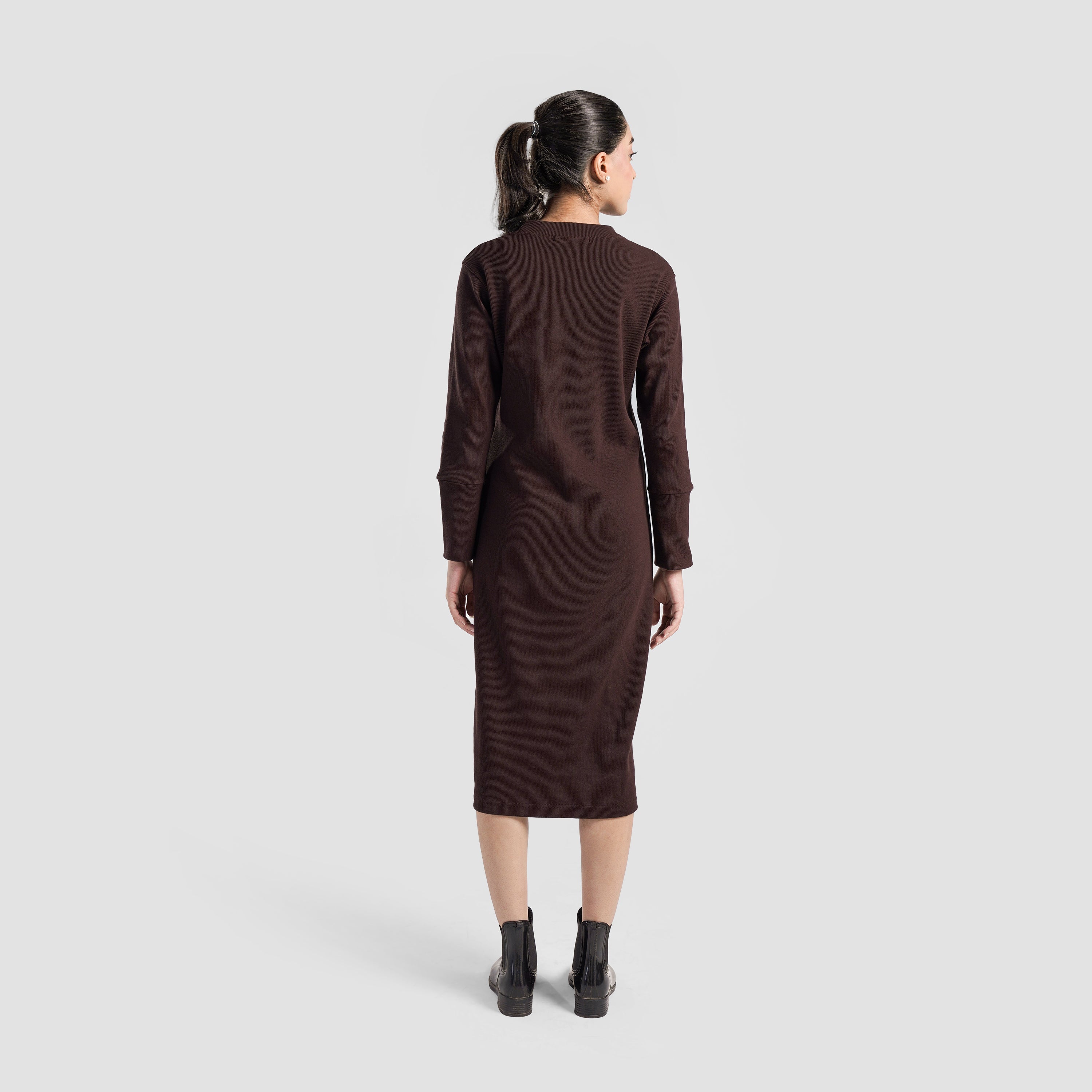 Motion Rib Dress (Brown)