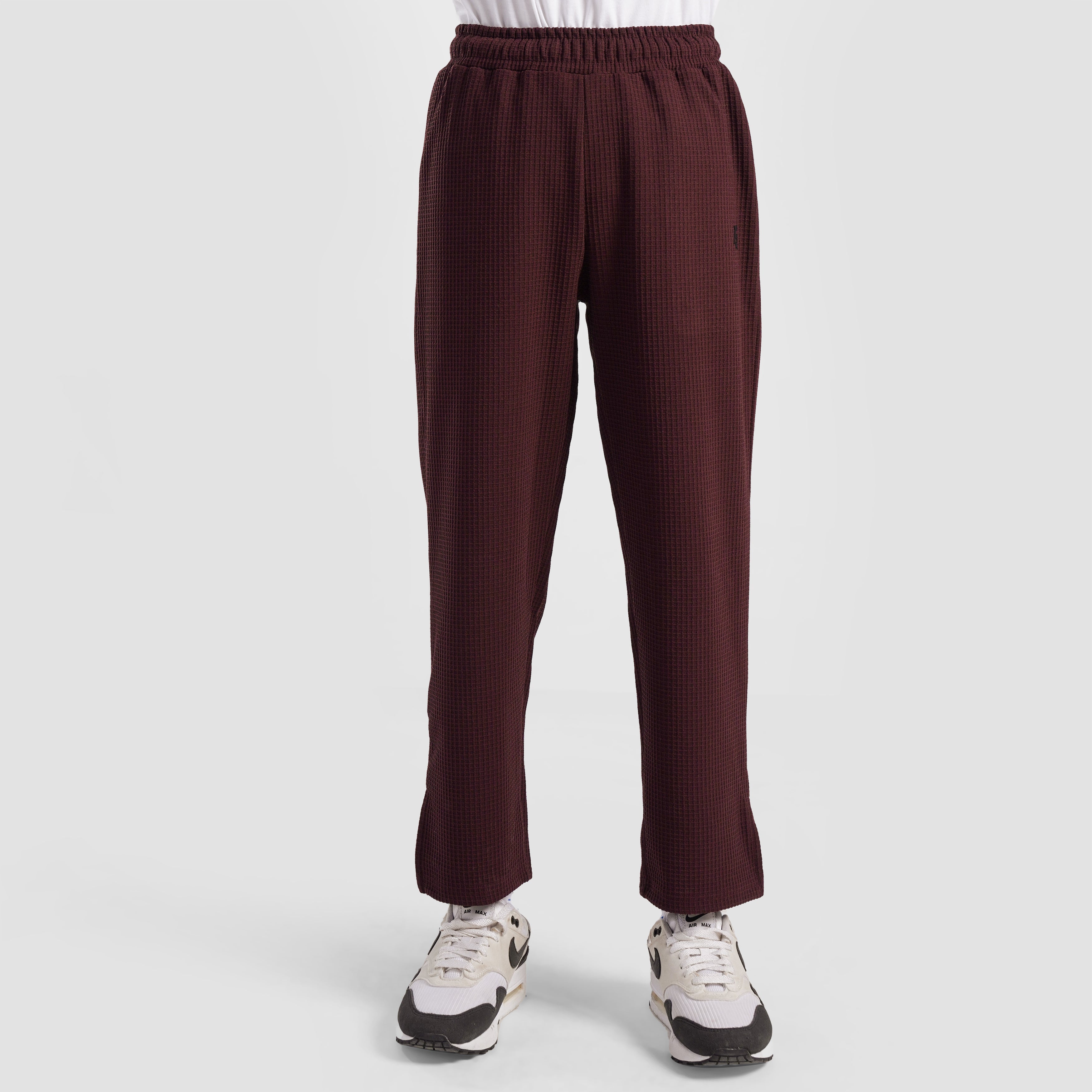 Comfy Waffle Knit Crew Trousers (Maroon)