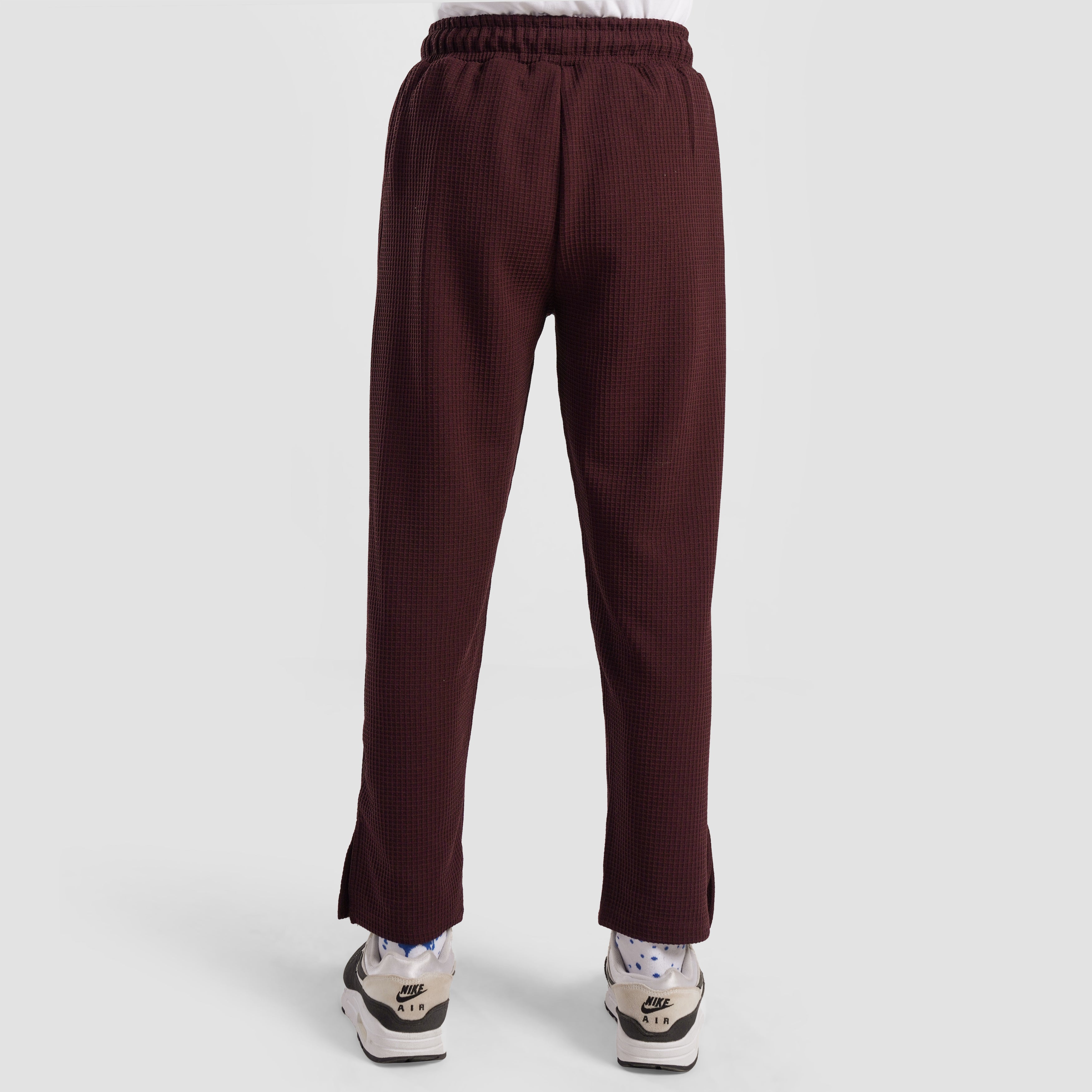 Comfy Waffle Knit Crew Trousers (Maroon)