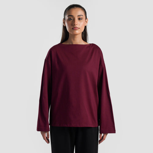 Boat Neck Long Sleeves (Maroon)