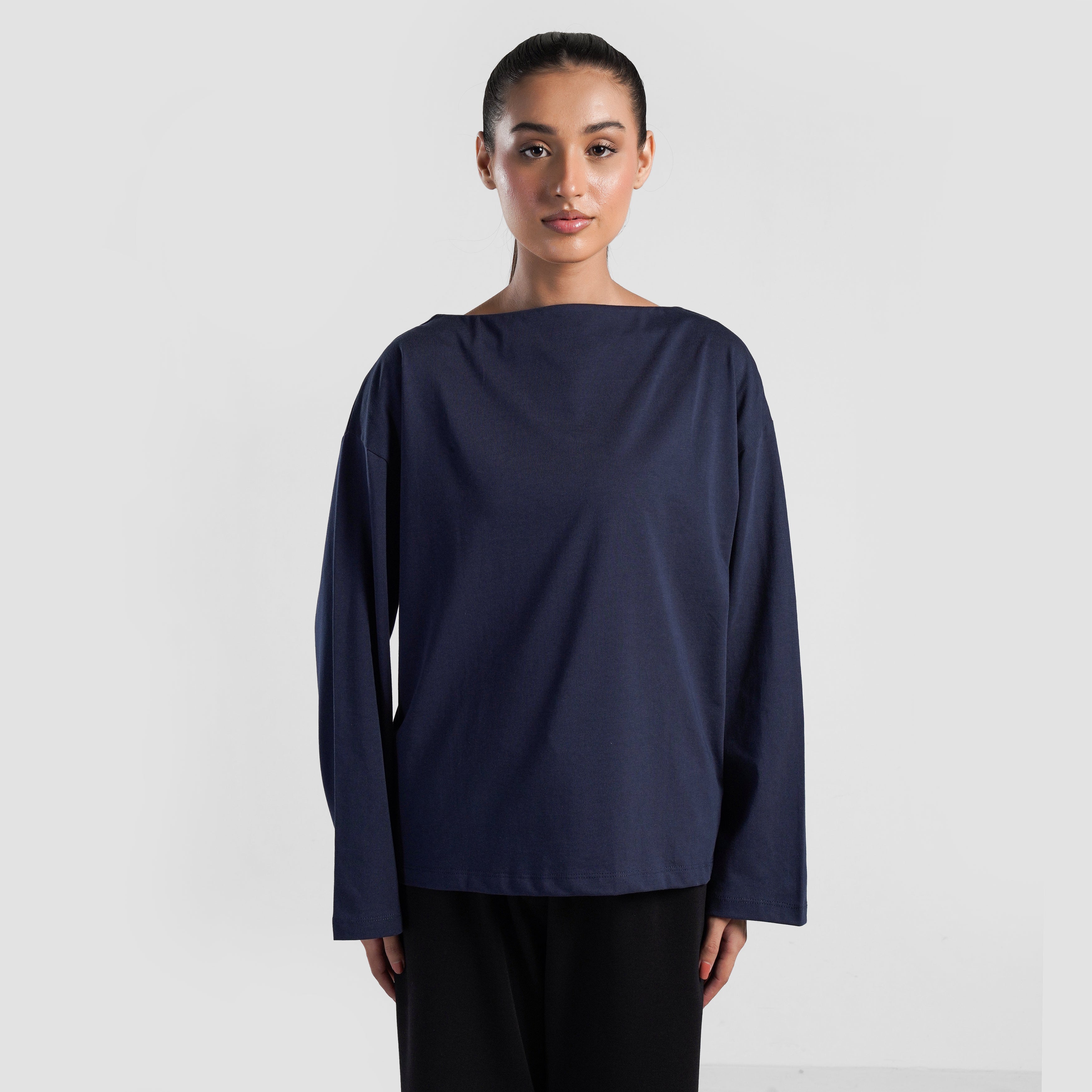 Boat Neck Long Sleeves (Navy)