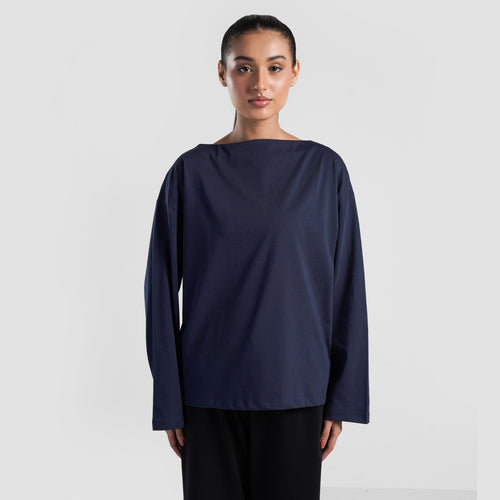 Boat Neck Long Sleeves (Navy)