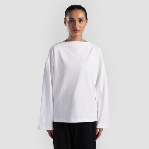 Boat Neck Long Sleeves (White)