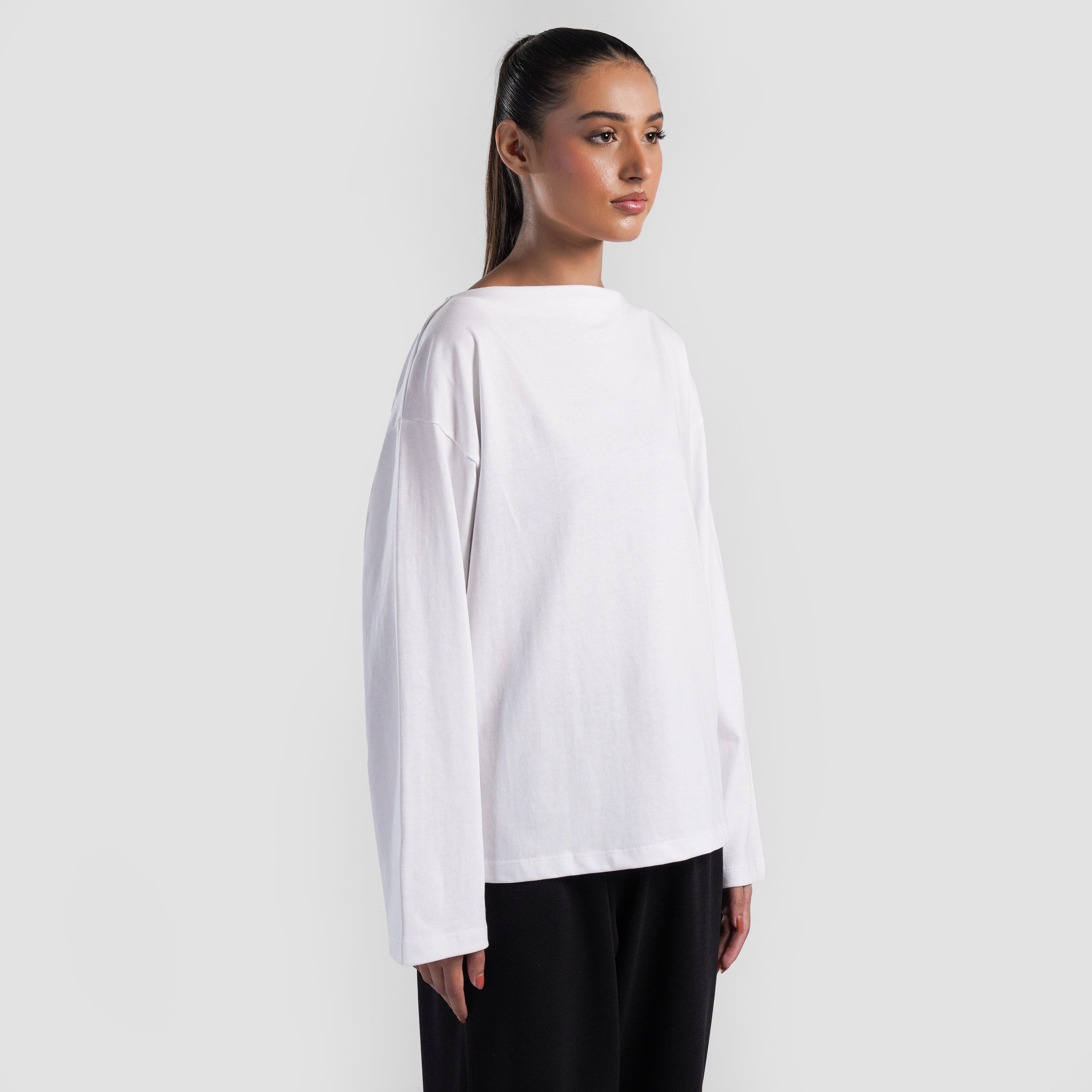 Boat Neck Long Sleeves (White)