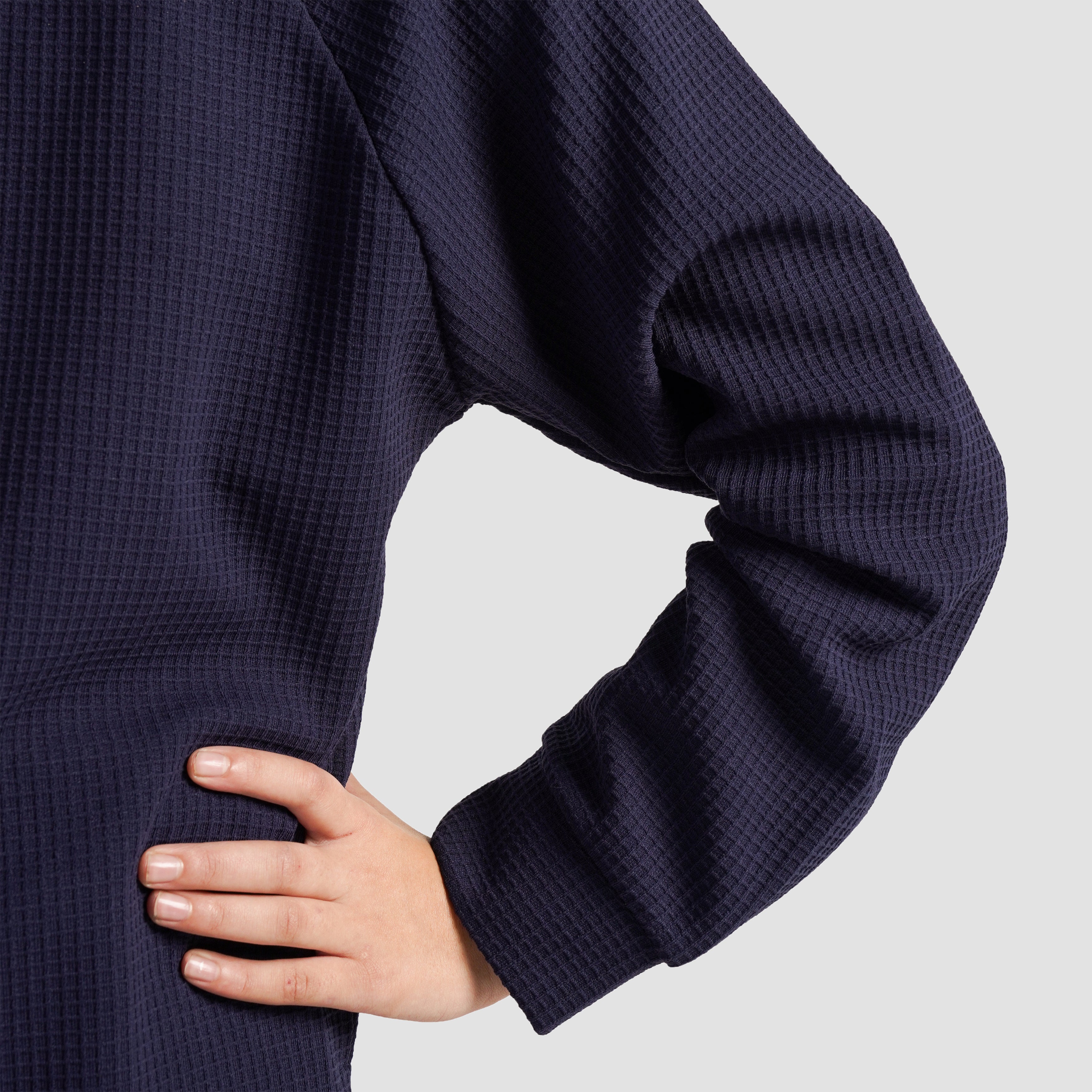 Comfy Waffle Knit Crew Top (Navy)