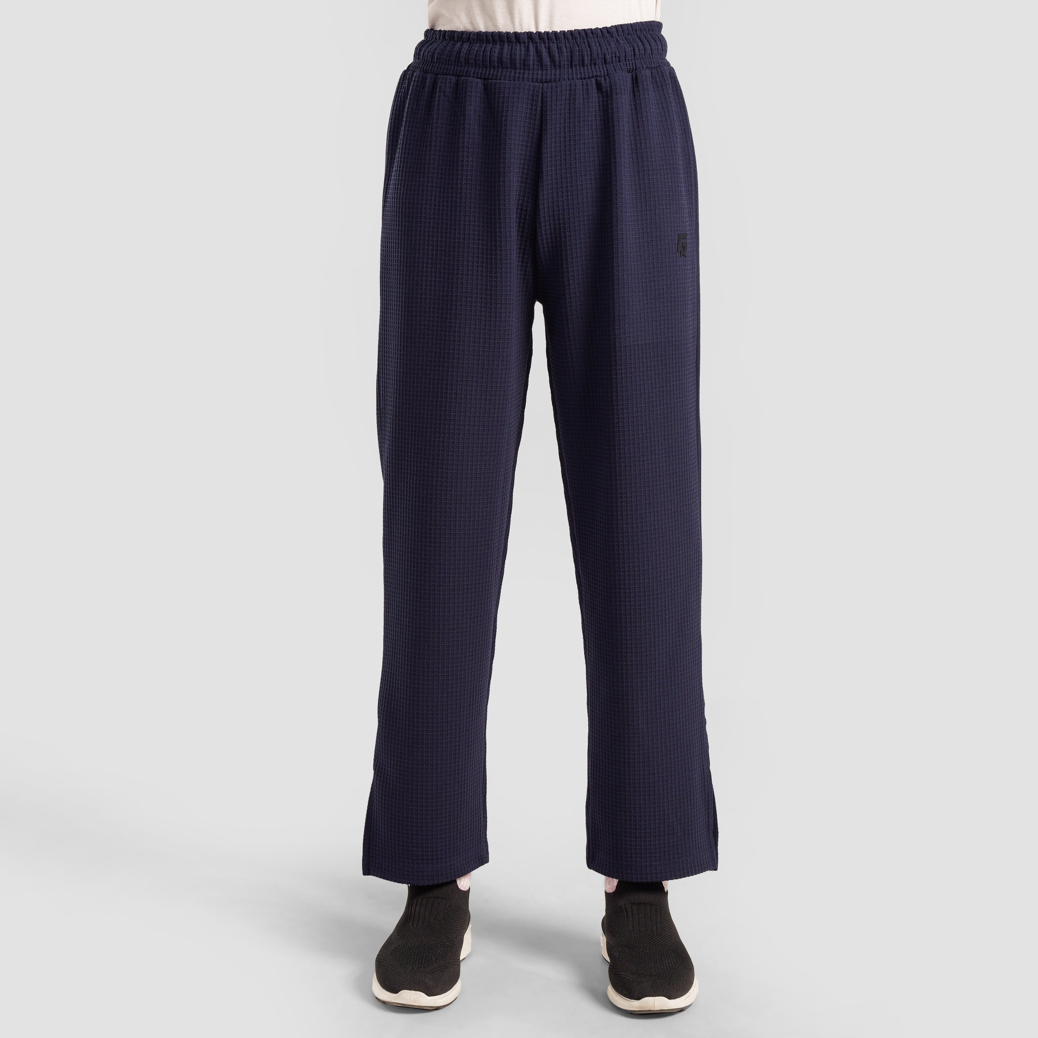 Comfy Waffle Knit Crew Trousers (Navy)