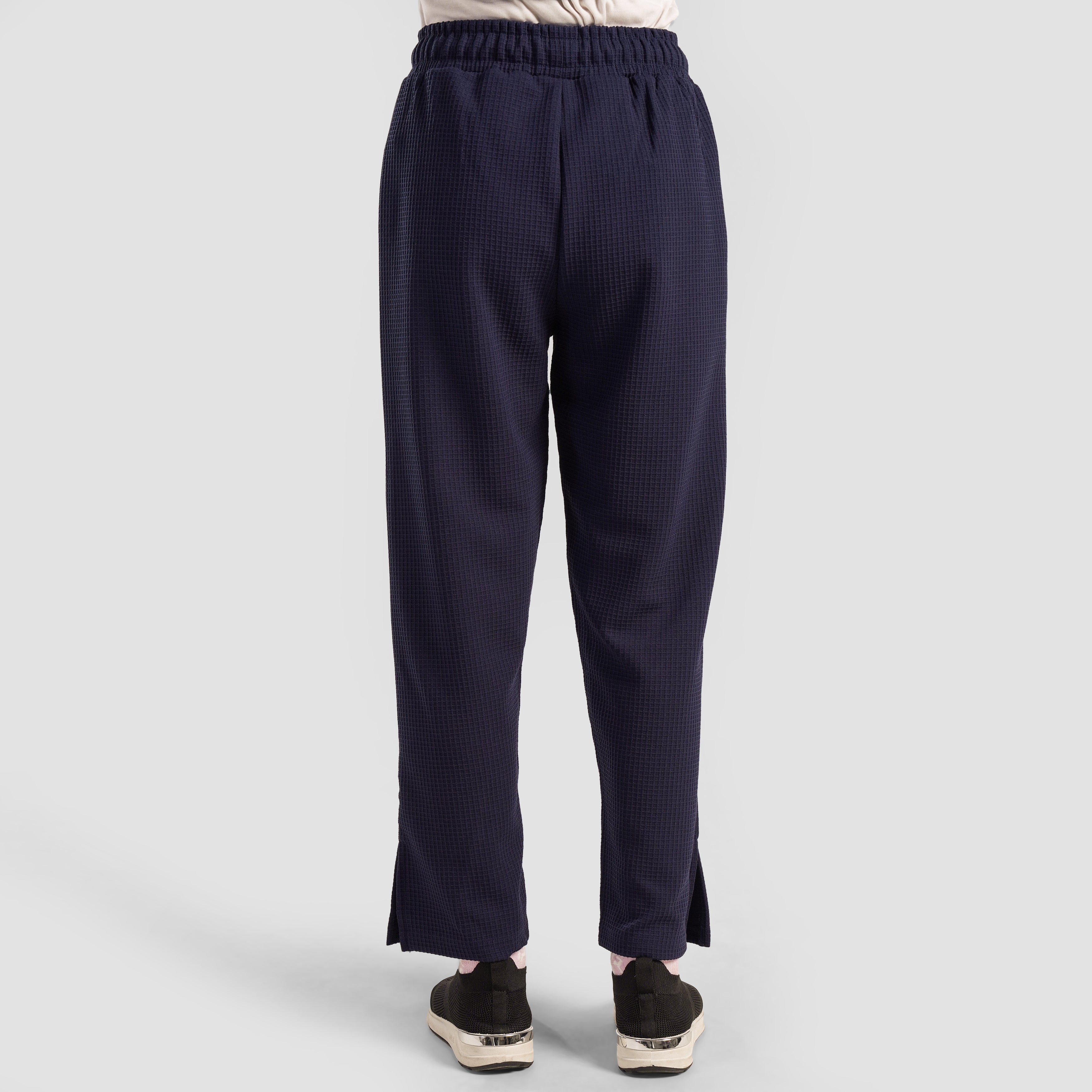 Comfy Waffle Knit Crew Trousers (Navy)