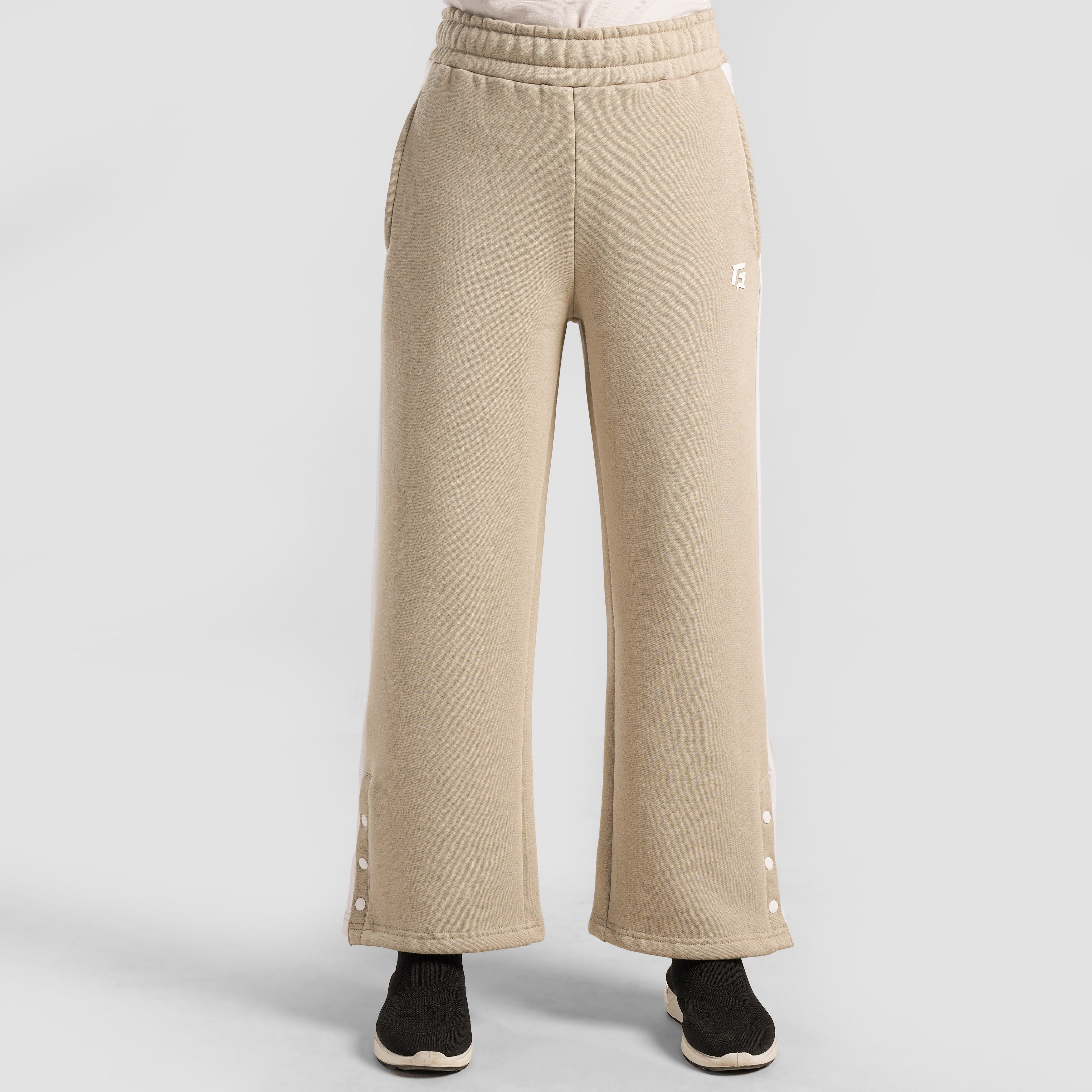 Wide Leg Trousers (Beige)