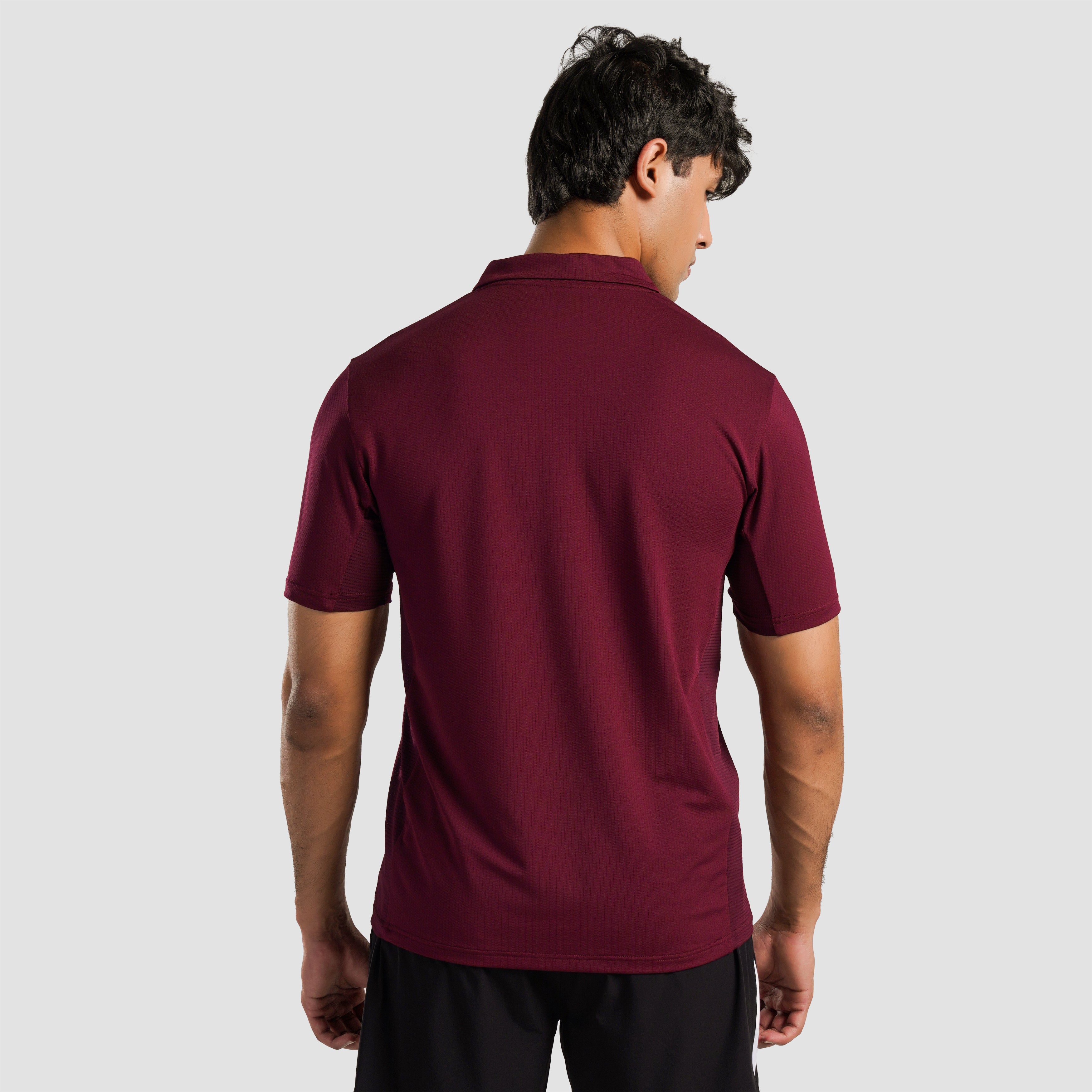 Stripe Tennis Polo (Maroon)