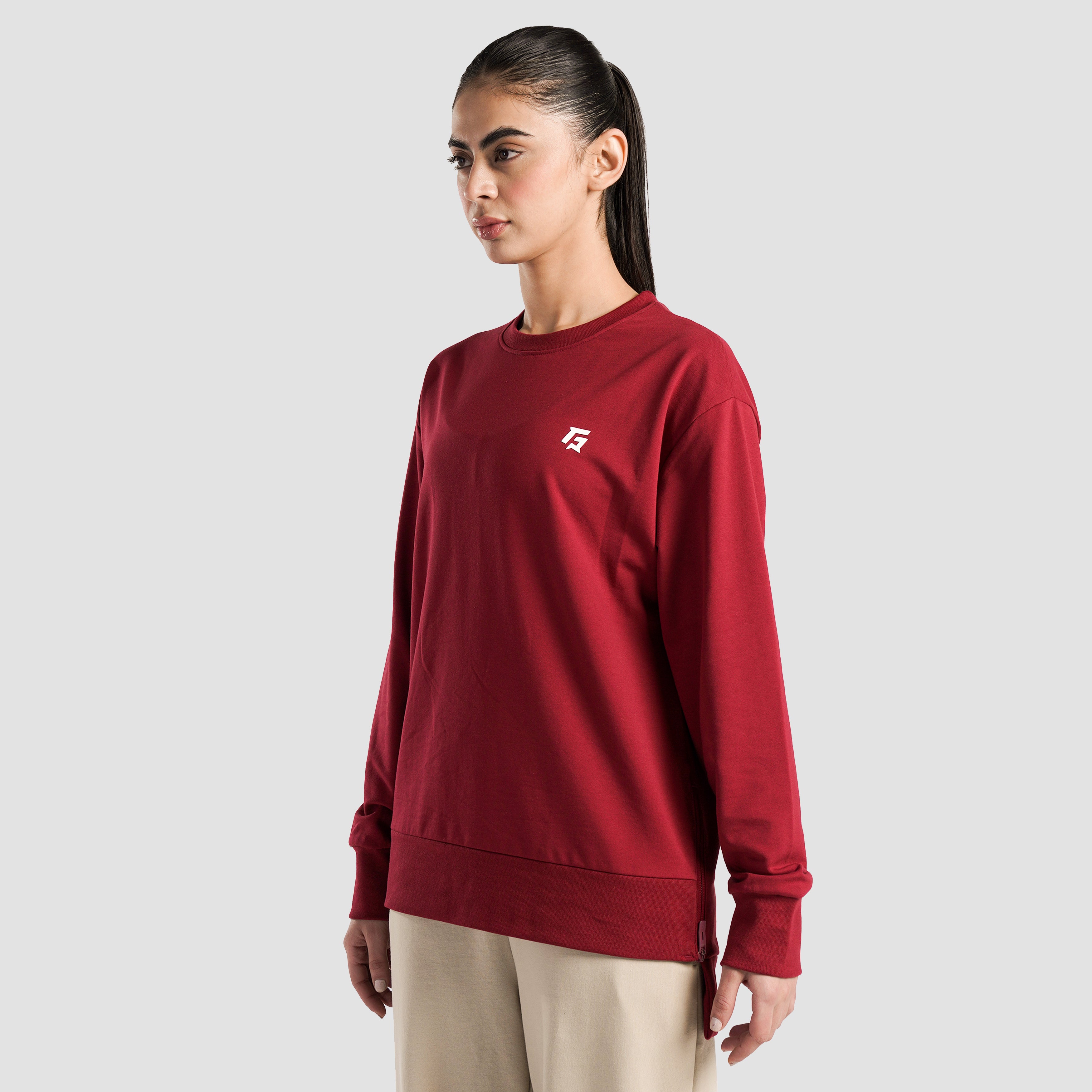 Side Zip Up Top (Burgundy)