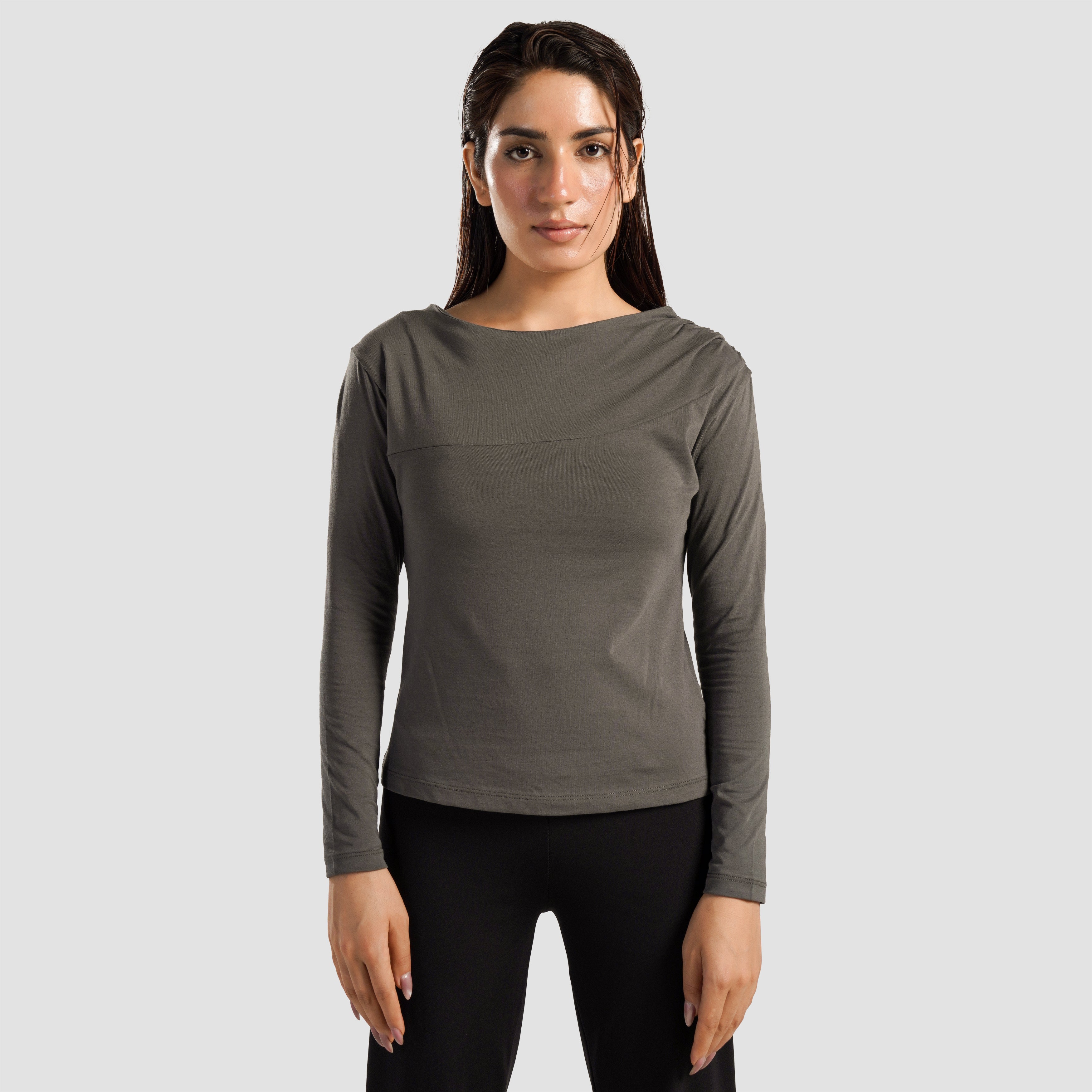 Asymmetrical Yoga Top (Dull Grey)