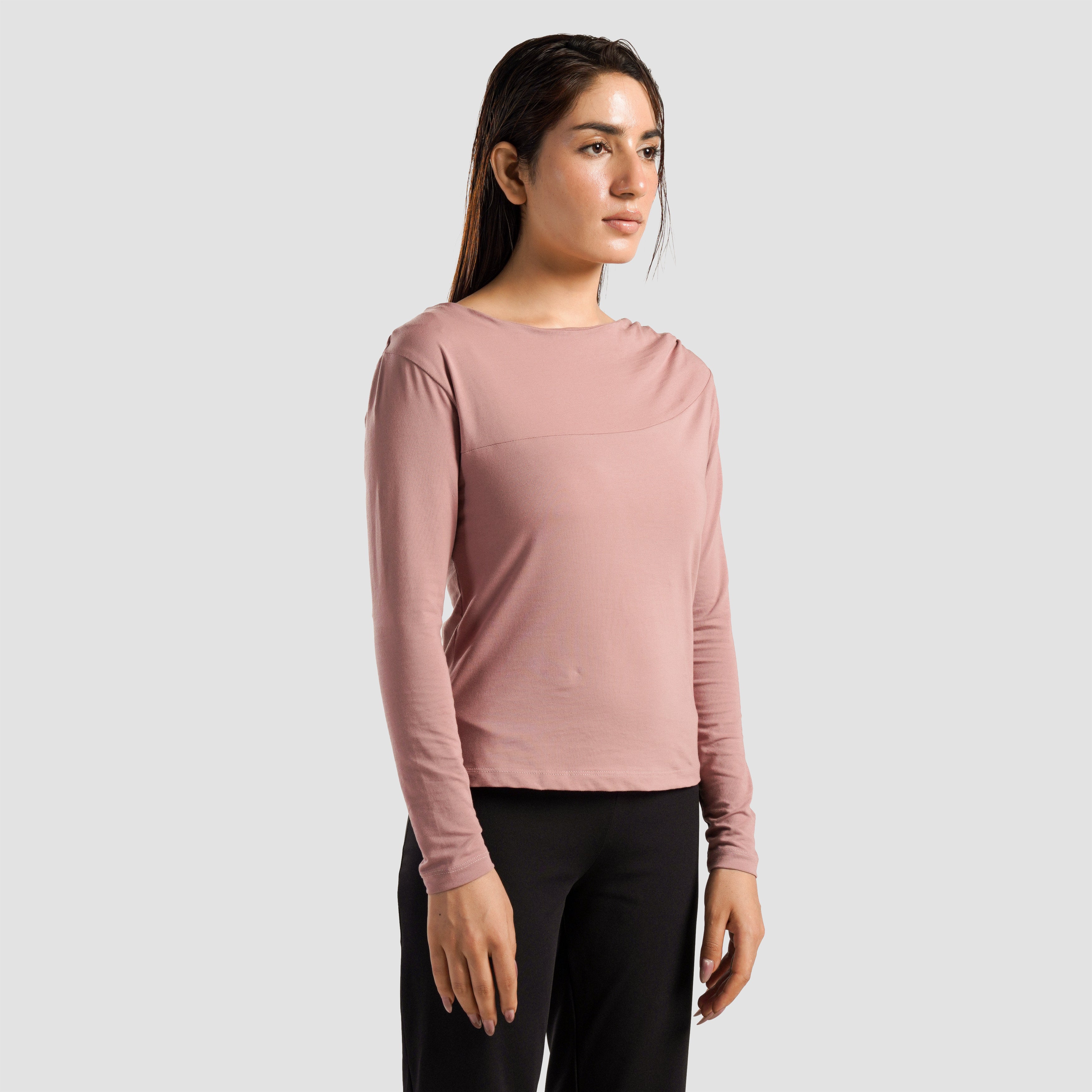 Asymmetrical Yoga Top (Dusty Pink)