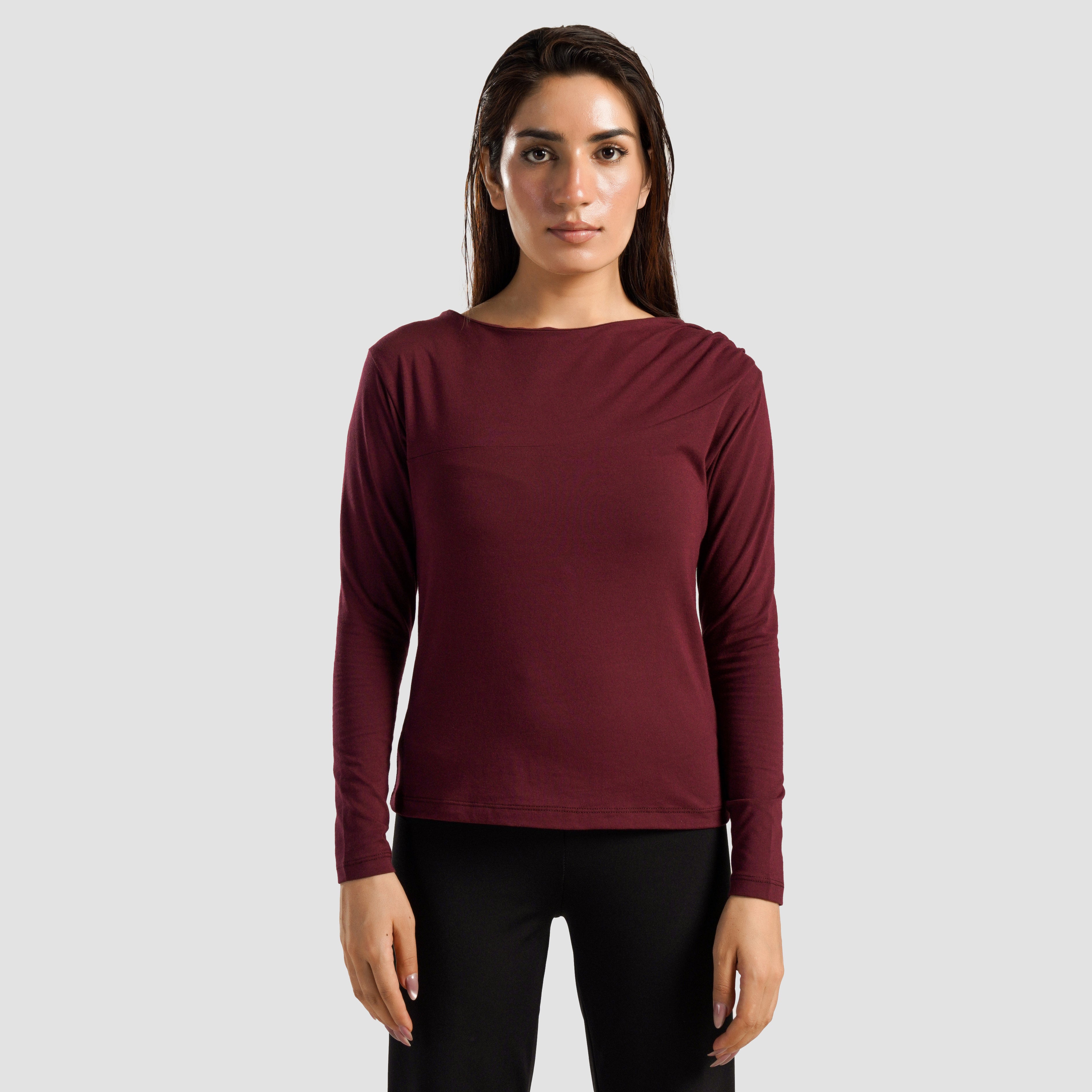 Asymmetrical Yoga Top (Maroon)