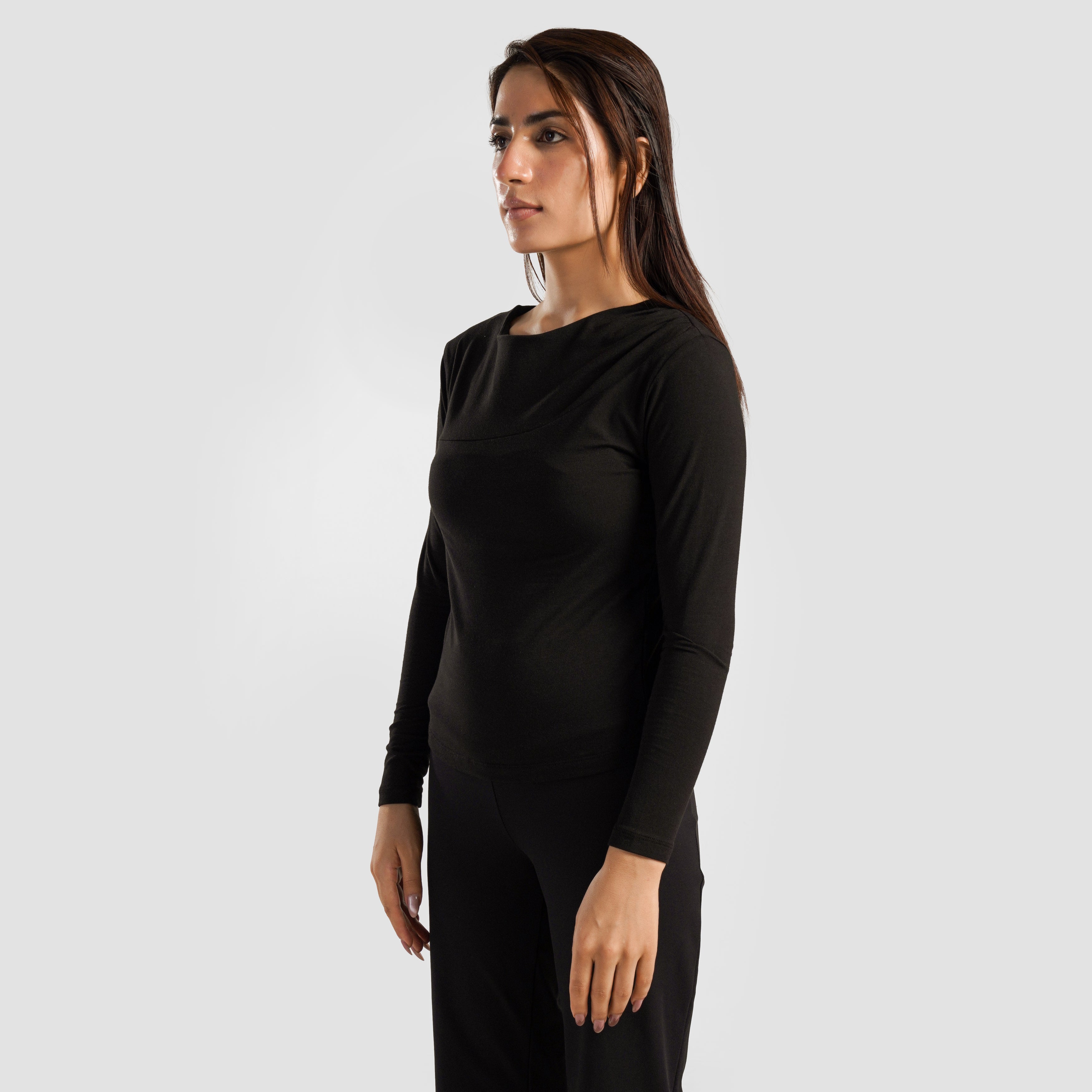 Asymmetrical Yoga Top (Black)