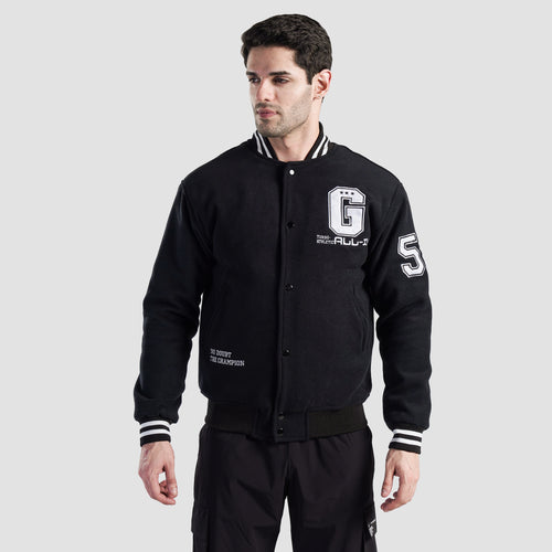 Crest Varsity Jacket (Black)