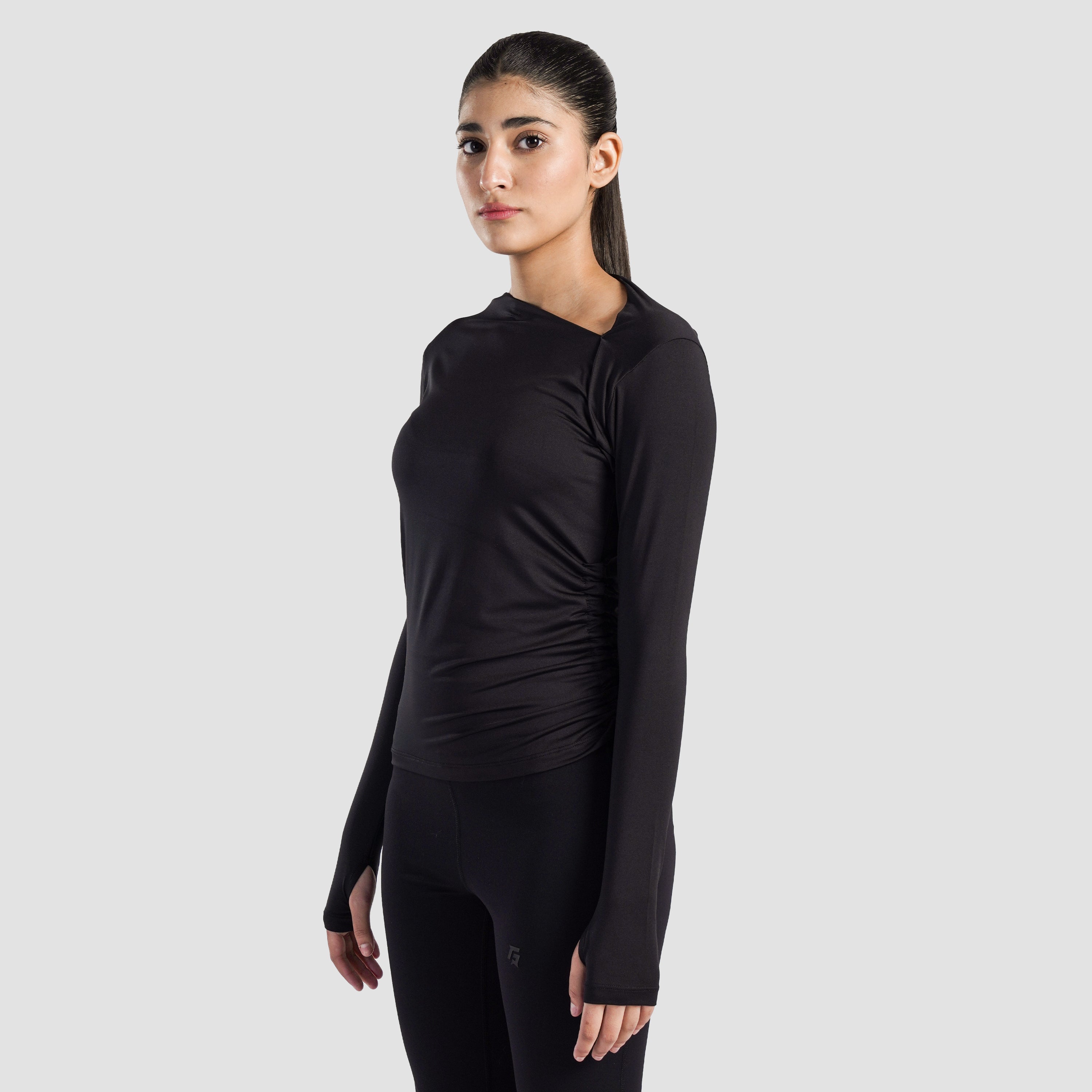 Sleek Ruche Top (Black)