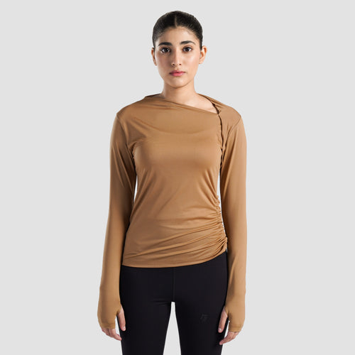 Sleek Ruche Top (Camel)